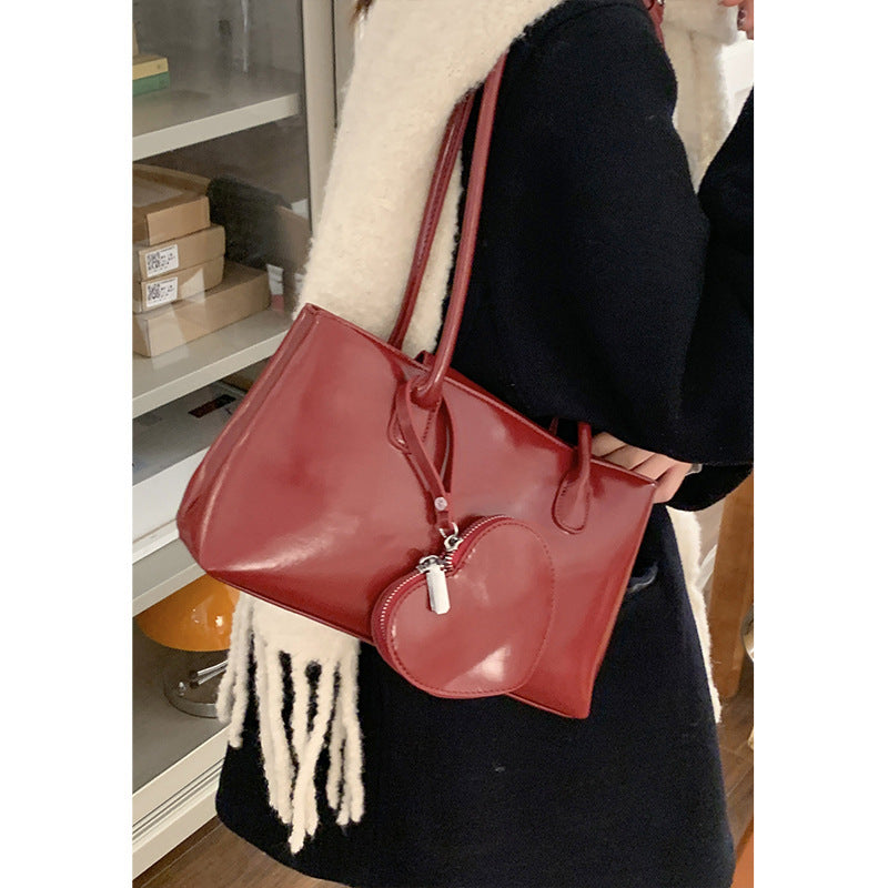 'Red Love' Earphone Large Capacity Long Handle Shoulder Handbag