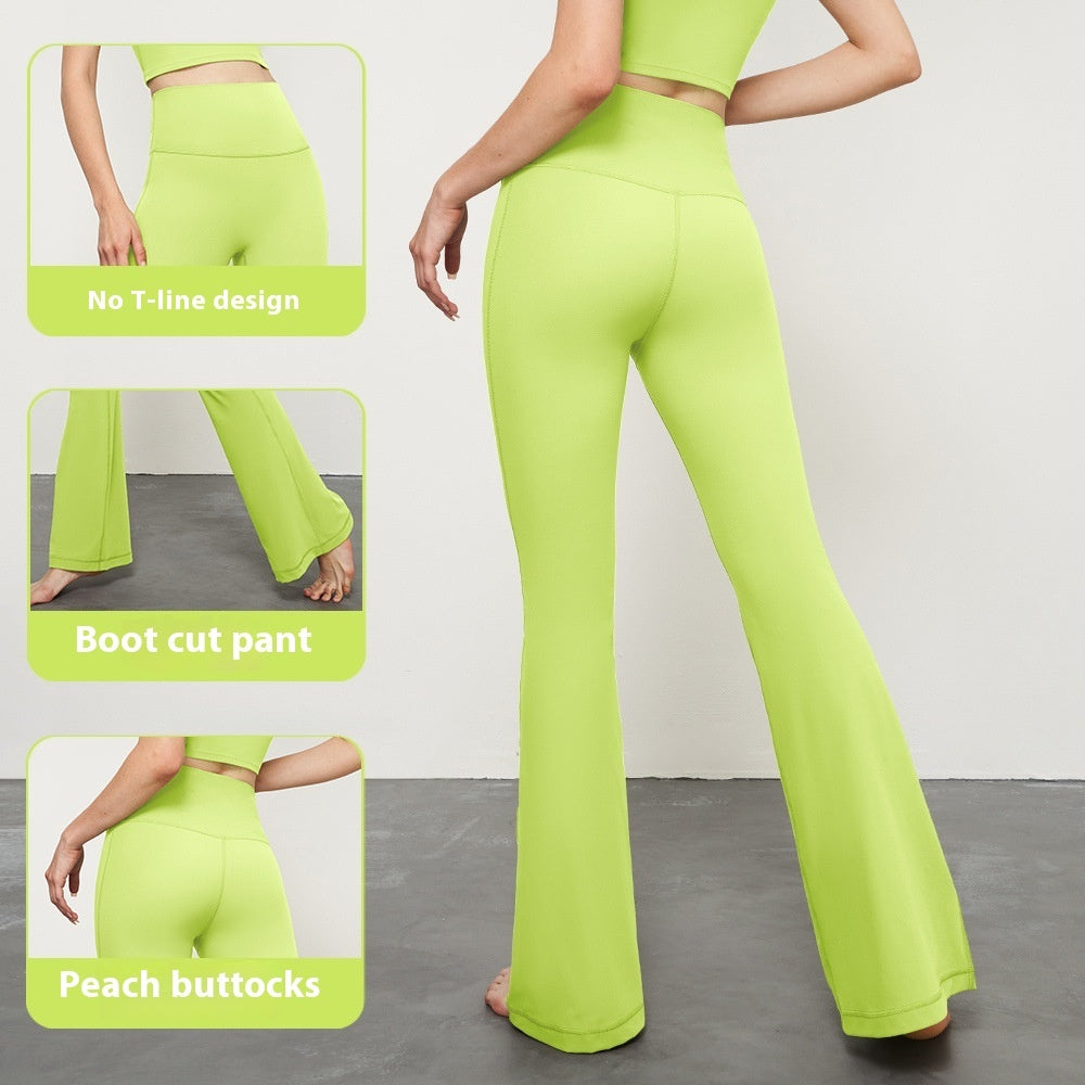Nude-Feel Wide-Leg Skinny Yoga Pants, High-Waist Sports Leggings