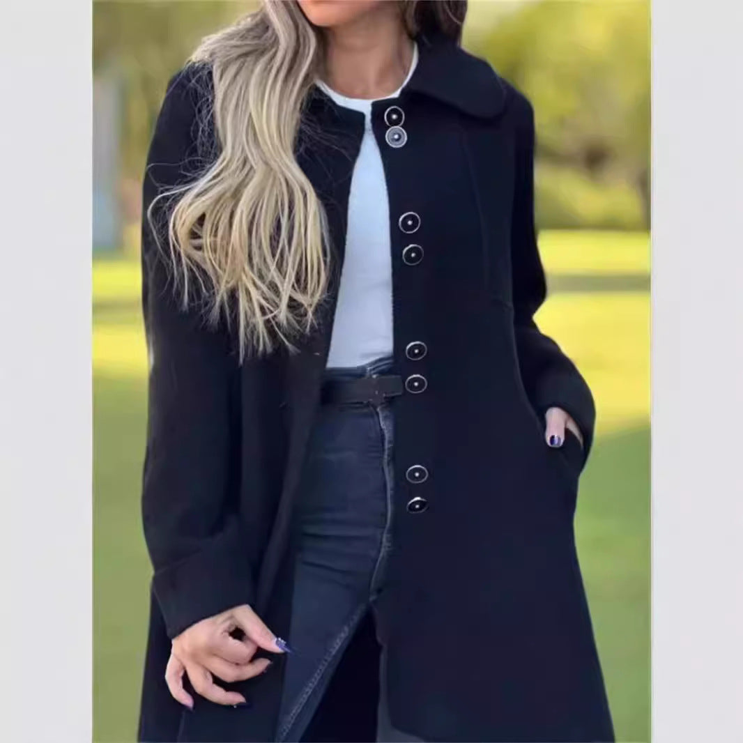 Vireous Women's Single-Breasted Fleece Thermal Long Jacket, Plus Sizes