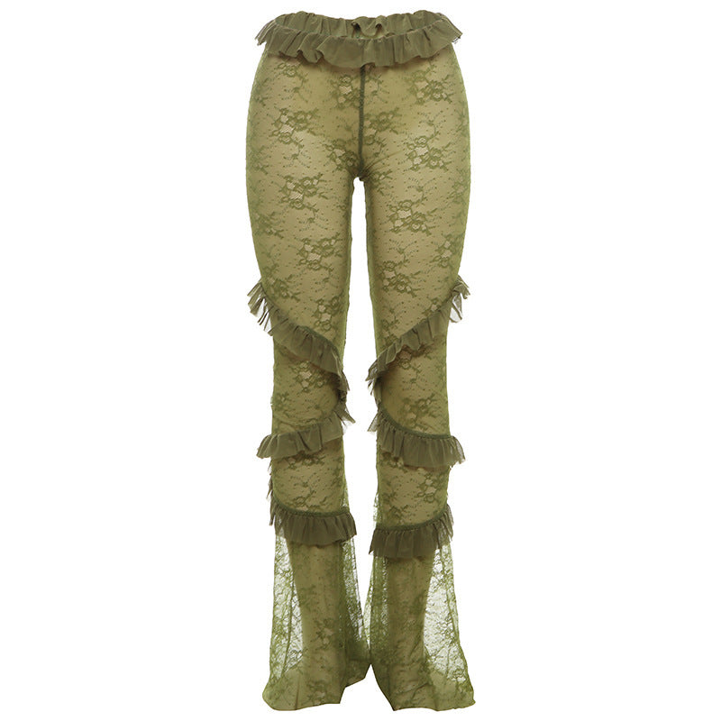 Women's Lace Crochet See-Through Tight Trousers