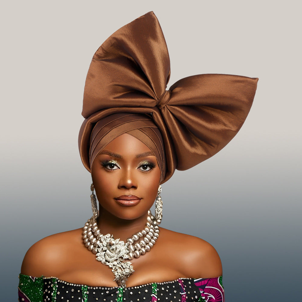 African Headdress Wedding Party Formalwear, Big Bow Hat