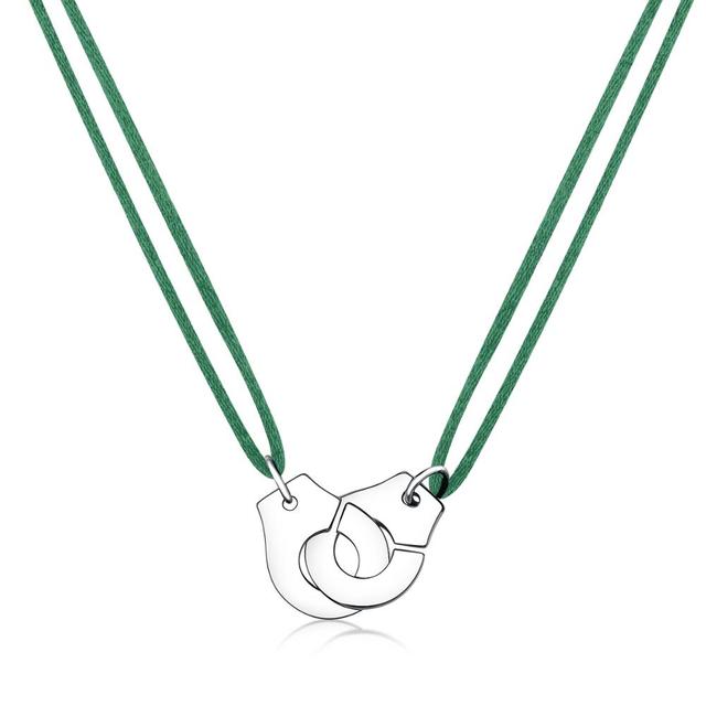 Handcuff Pendant Necklace, 925 Sterling Silver with Adjustable Cord
