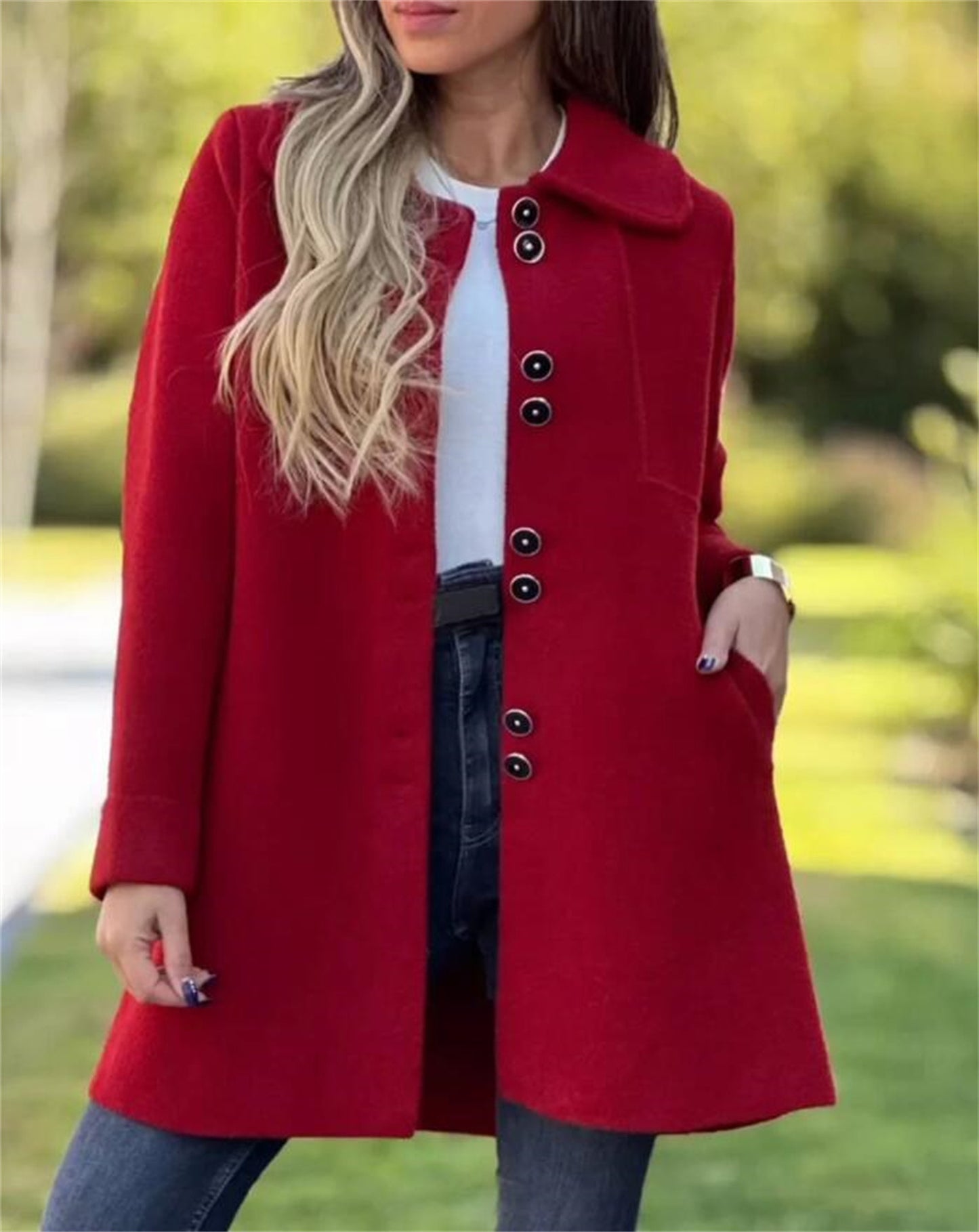 Vireous Women's Single-Breasted Fleece Thermal Long Jacket, Plus Sizes