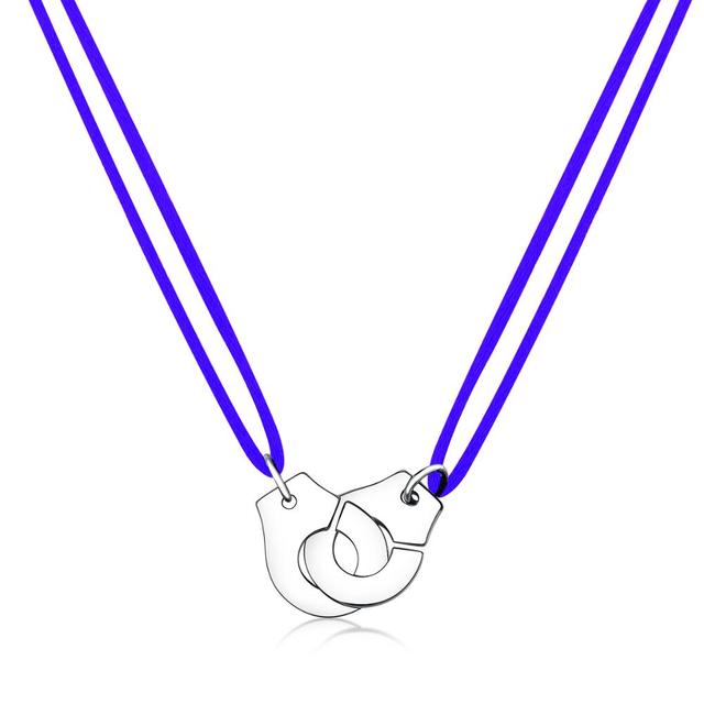 Handcuff Pendant Necklace, 925 Sterling Silver with Adjustable Cord