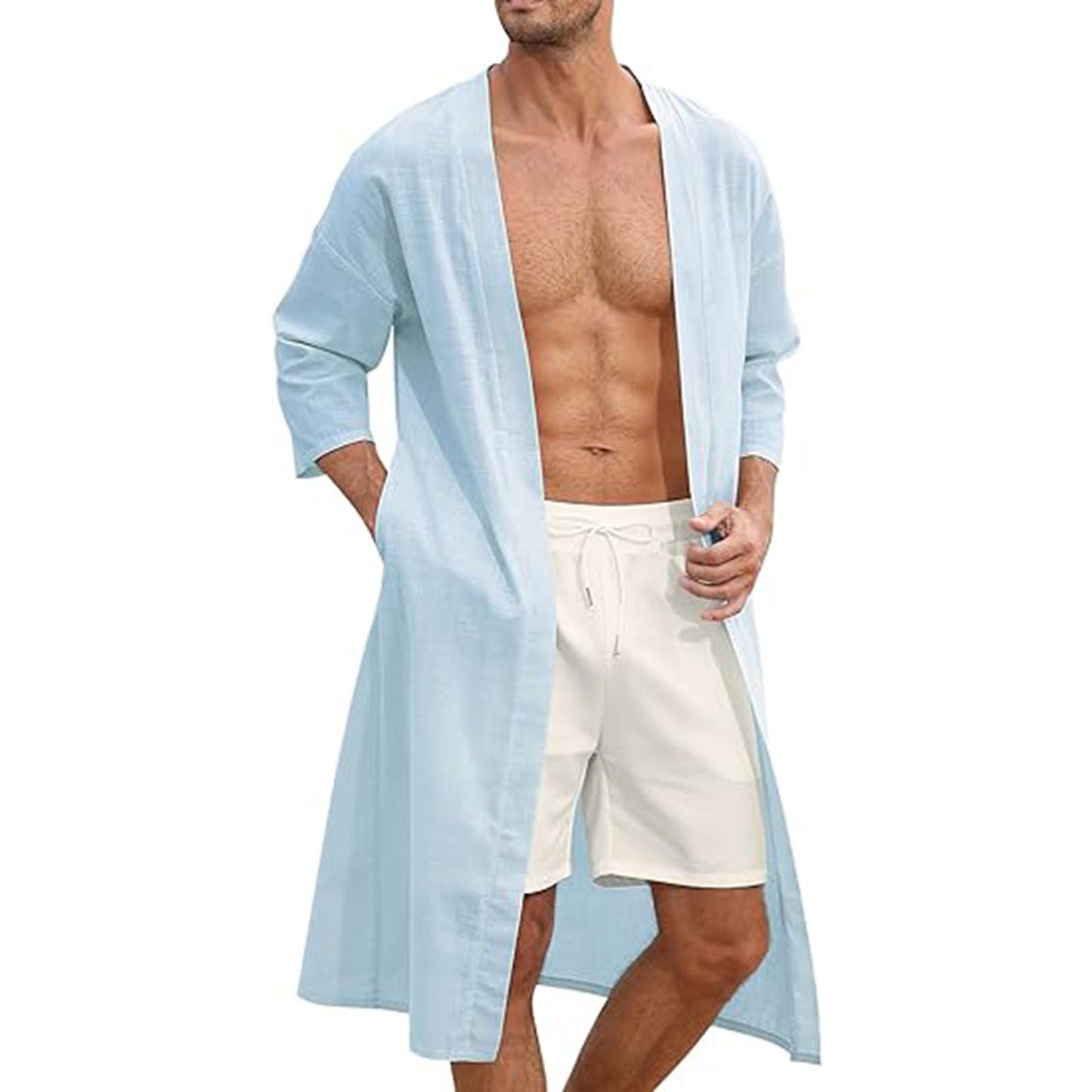 Fine-Weave Men's Casual Gown Shirt, Summer Resortwear, Teenager Sizes