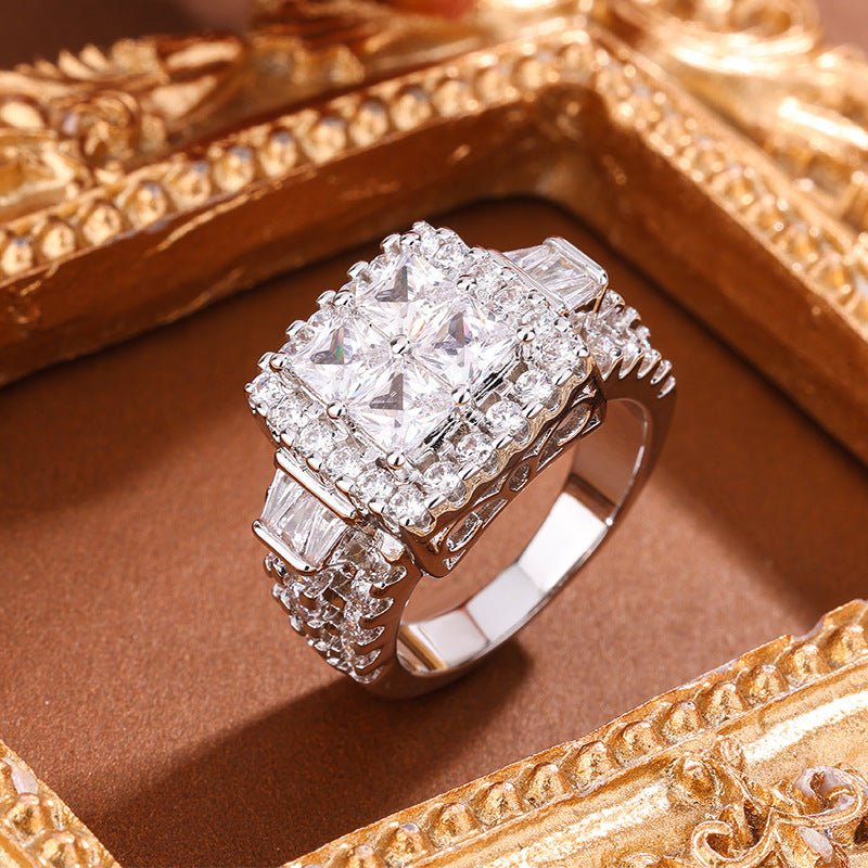 Women's Sterling Silver Bold Imitation Diamond Moissanite Index Finger Ring