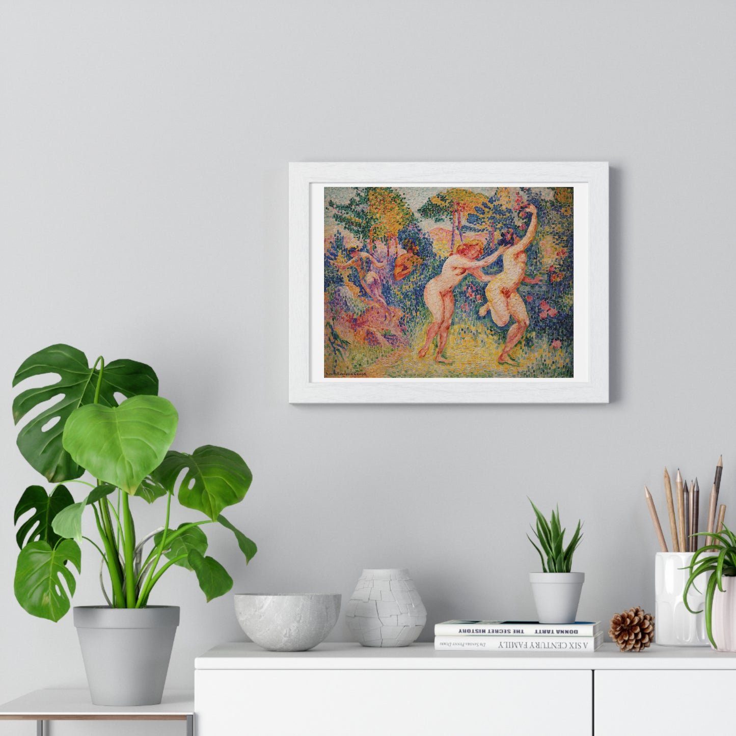 Two Running Nymphs 'La Fuite des Nymphes' (1906) by Henri-Edmond Cross, from the Original, Framed Art Print