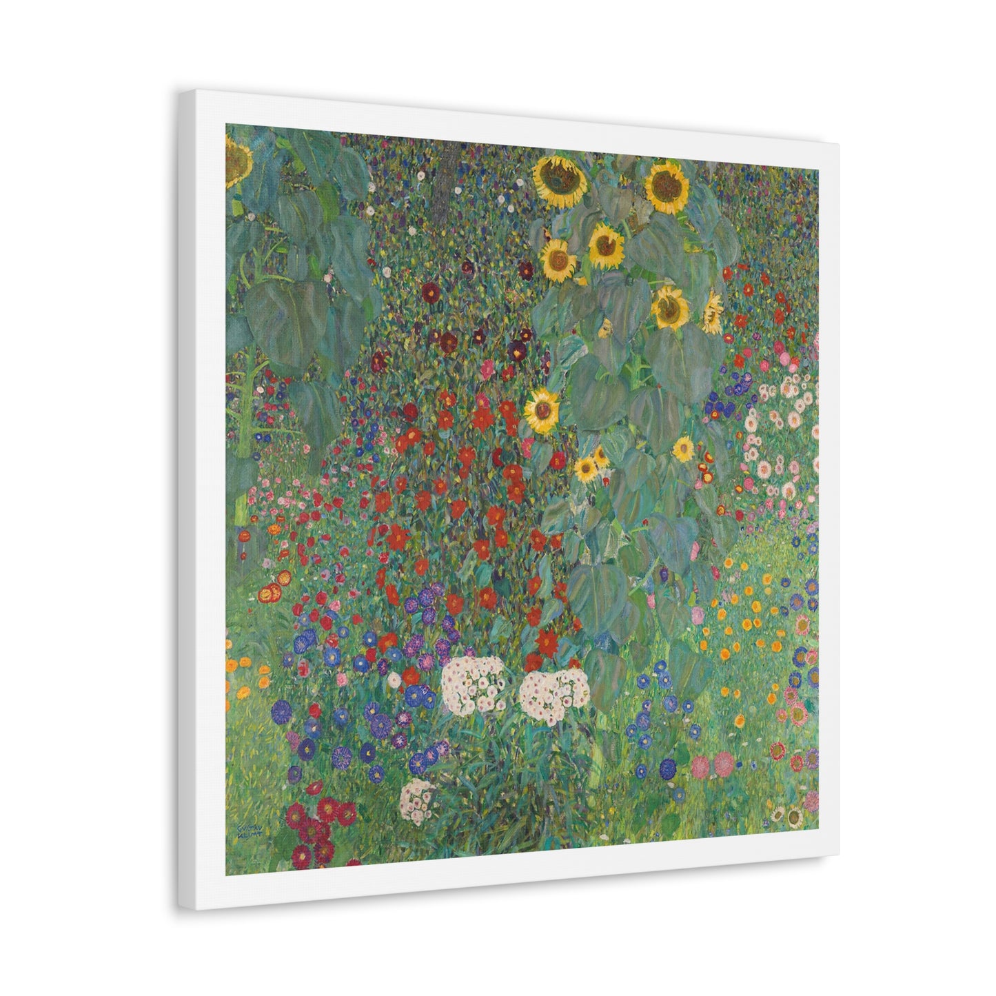 Farm Garden with Sunflowers (1907) by Gustav Klimt, from the Original, Art Print on Canvas