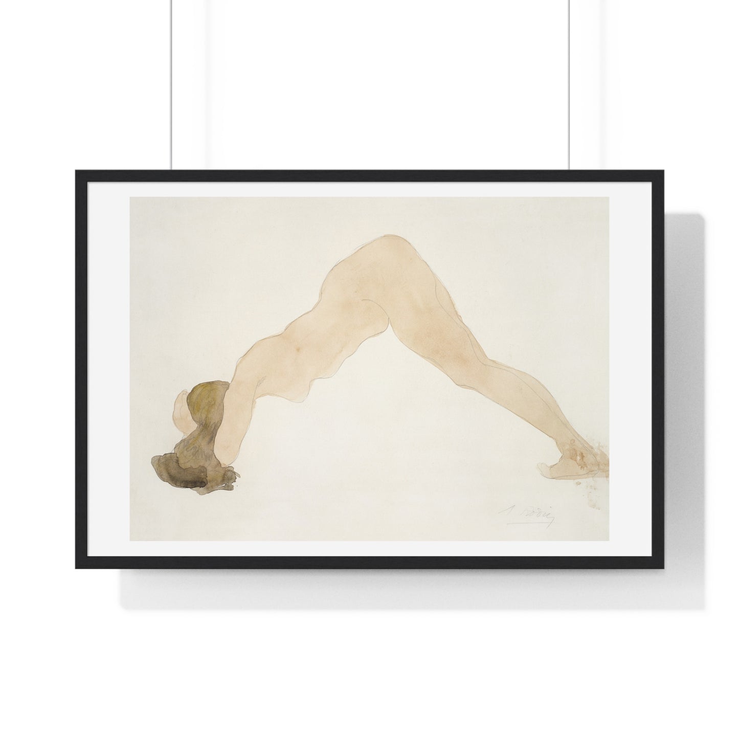 Vintage Erotic Art, Nude Standing with Head on Ground (1917) by Auguste Rodin, from the Original, Framed Art Print