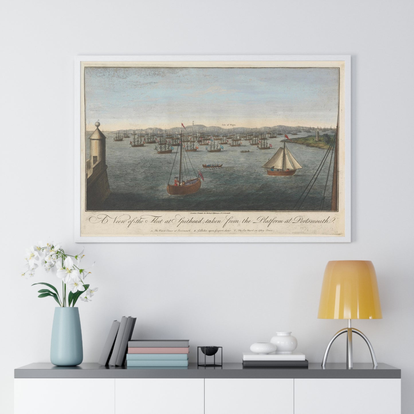 A View of the Fleet at Spithead, Taken from Stone Common near Exbury Distant Upwards of Three Leagues, from the Original, Framed Art Print