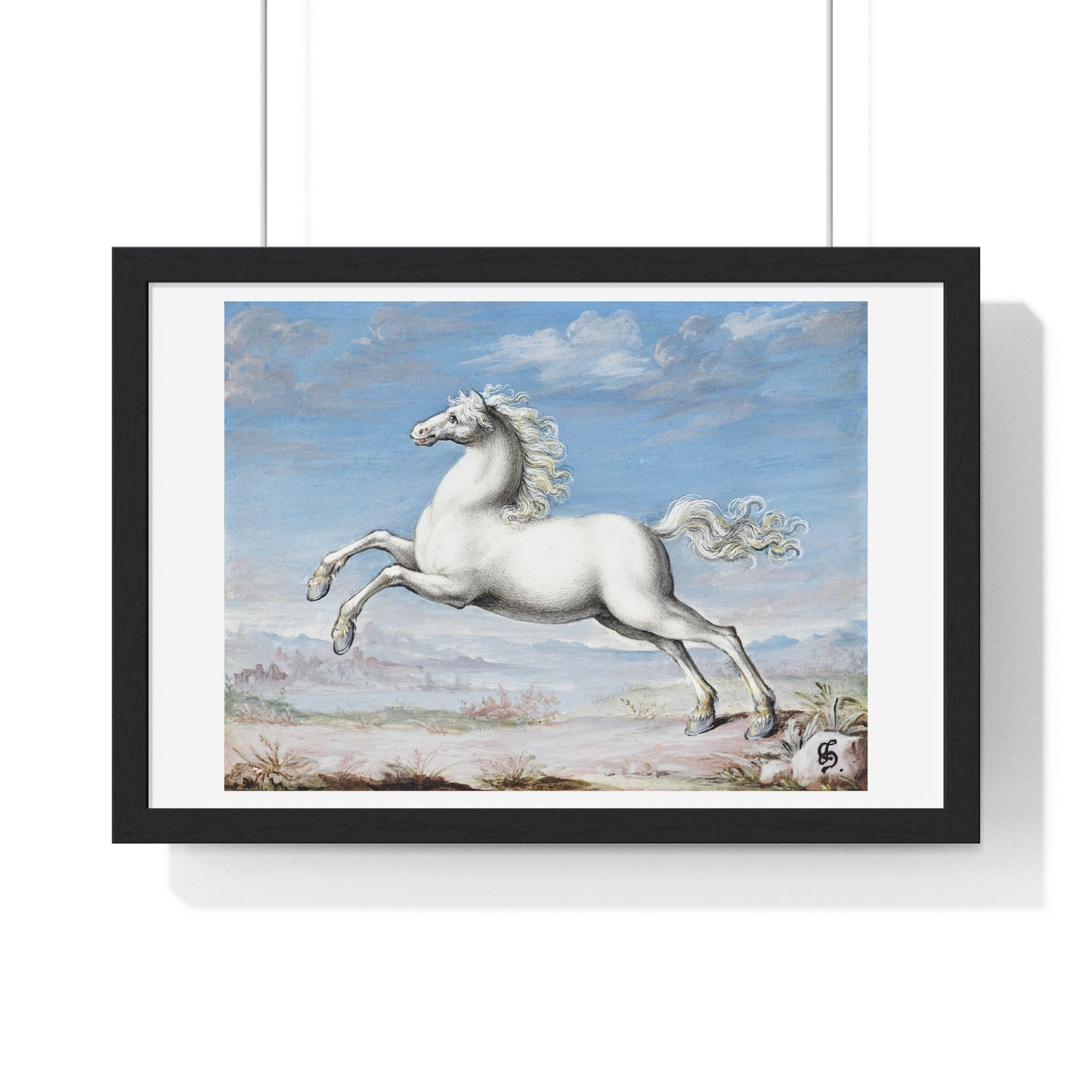 White Horse (1552–1601) by Joris Hoefnagel, from the Original, Framed Art Print