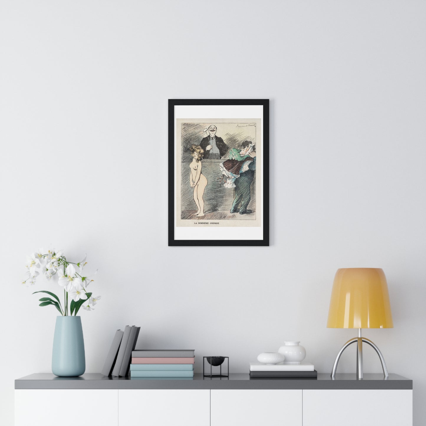 Veilinghouder met een Naakte Vrouw (1905) by Anonymous, from the Original, Framed Art Print