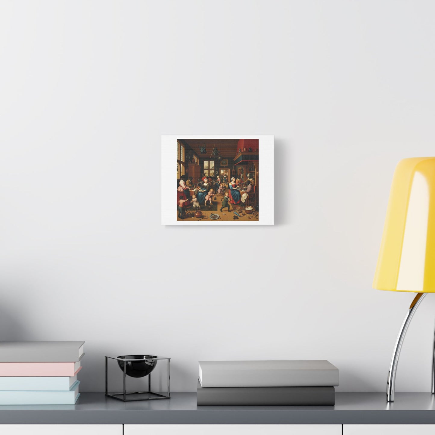 Grotesque Characters in a Flemish Inn II, 17th Century Painting 'Designed by AI', Art Print on Canvas