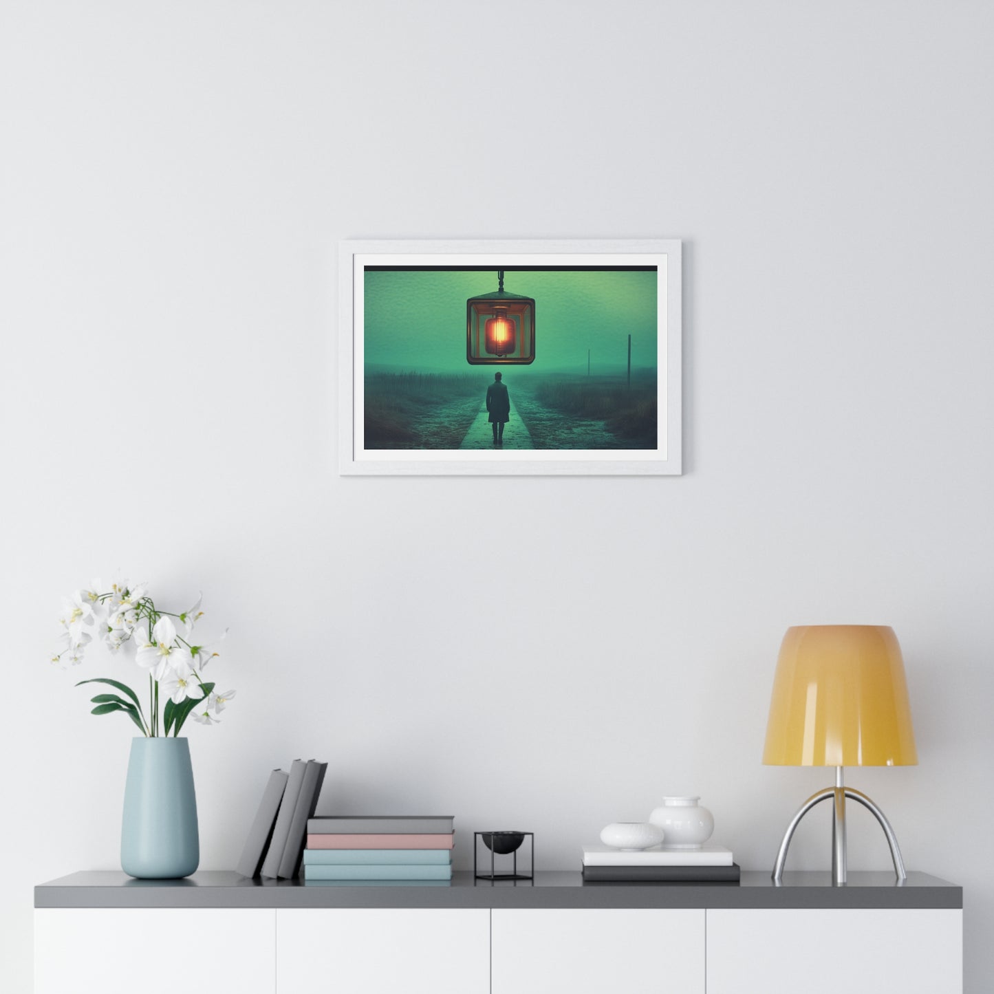 Cinematic Dystopia, Photographic Art 'Designed by AI' Framed Print