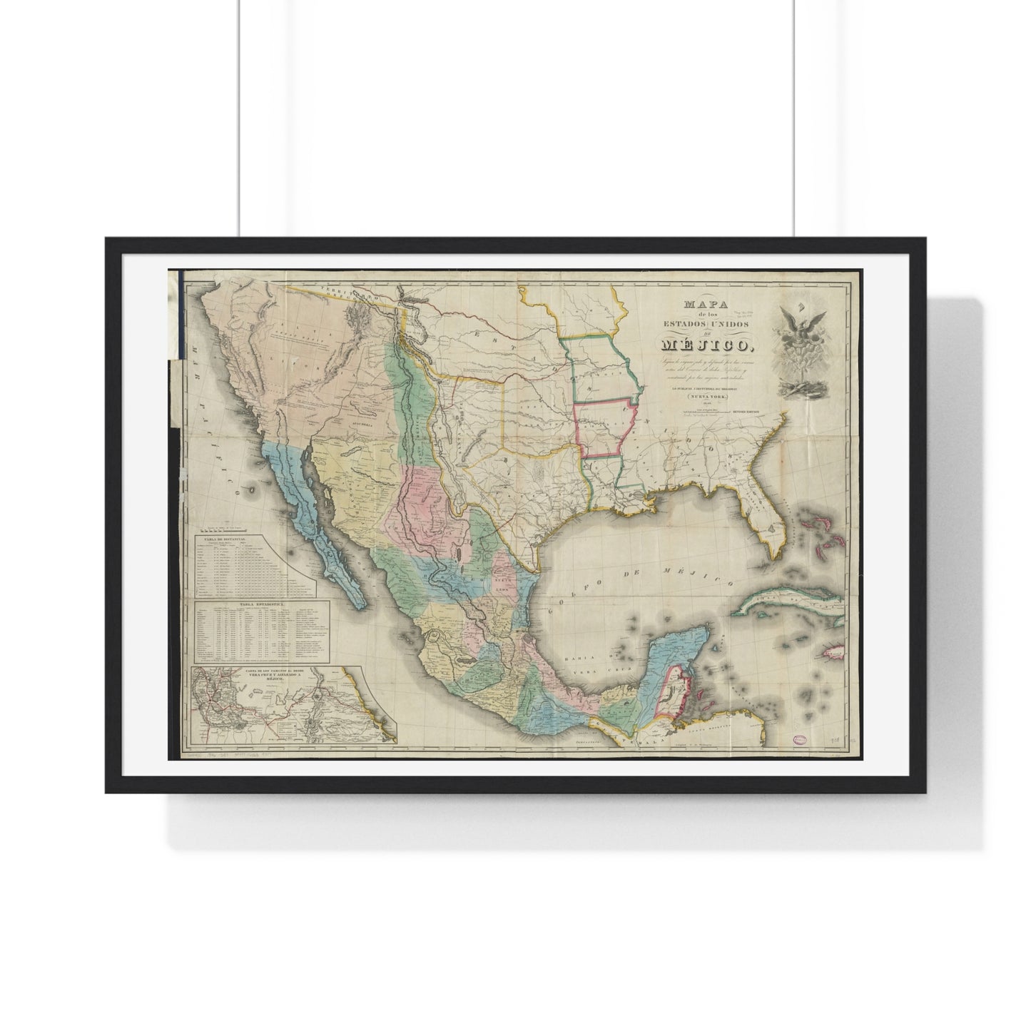 Mapa de los Estados Unidos de Méjico (1847) by John Disturnell, from the Original, Framed Art Print