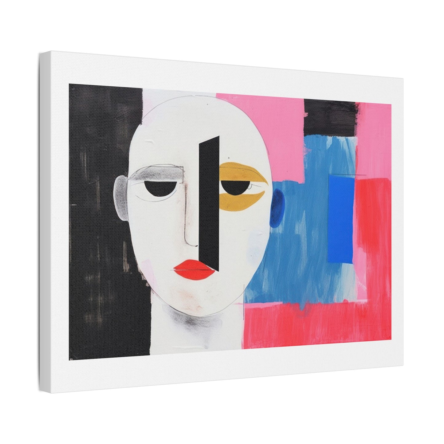 Minimal Simple Male Portrait Abstract Painting 'Designed by AI' Art Print on Canvas