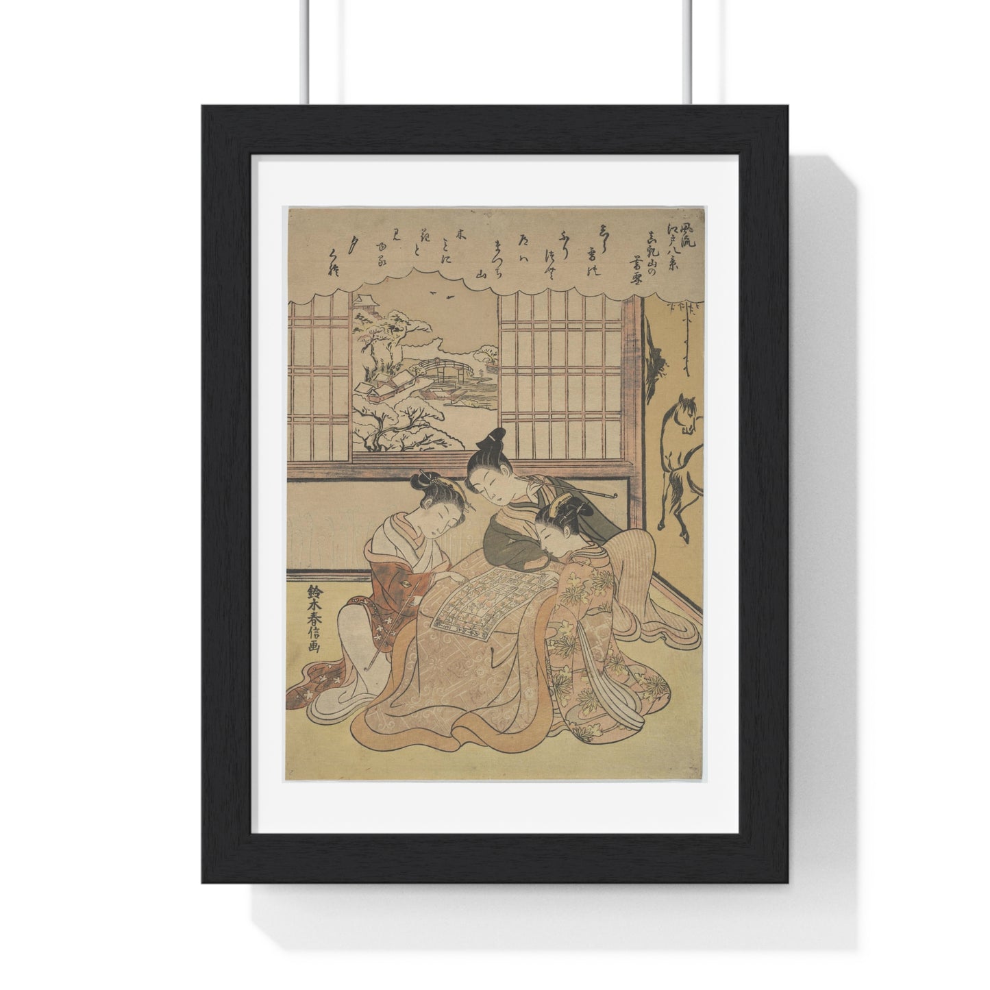 Evening Snow on Matsuchi Hill (1765-1770) from the series Eight Fashionable Views of Edo 'Furyu Edo Hakkei' by Suzuki Harunobu, from the Original, Framed Art Print