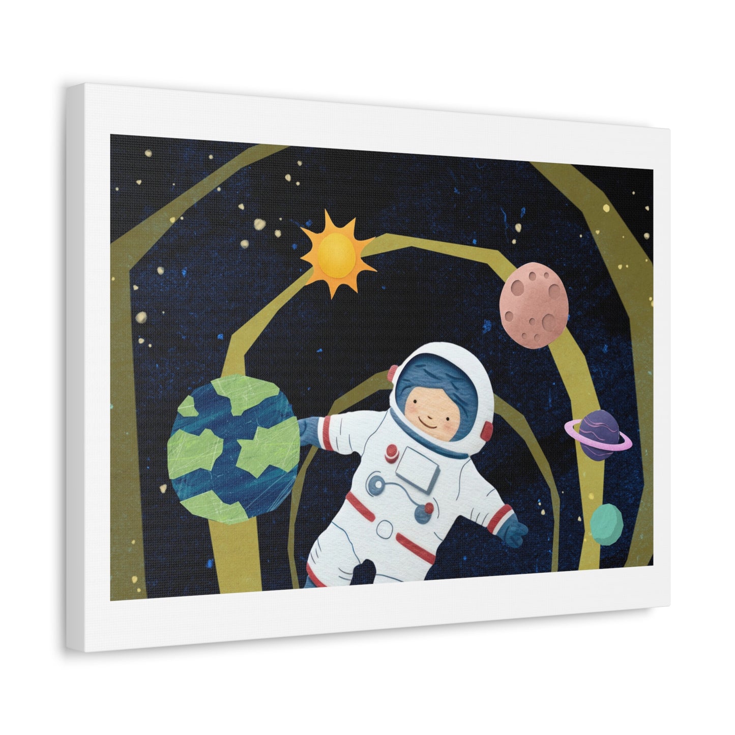 Space Exploration, Paper Craft Illustration, Art Print on Canvas