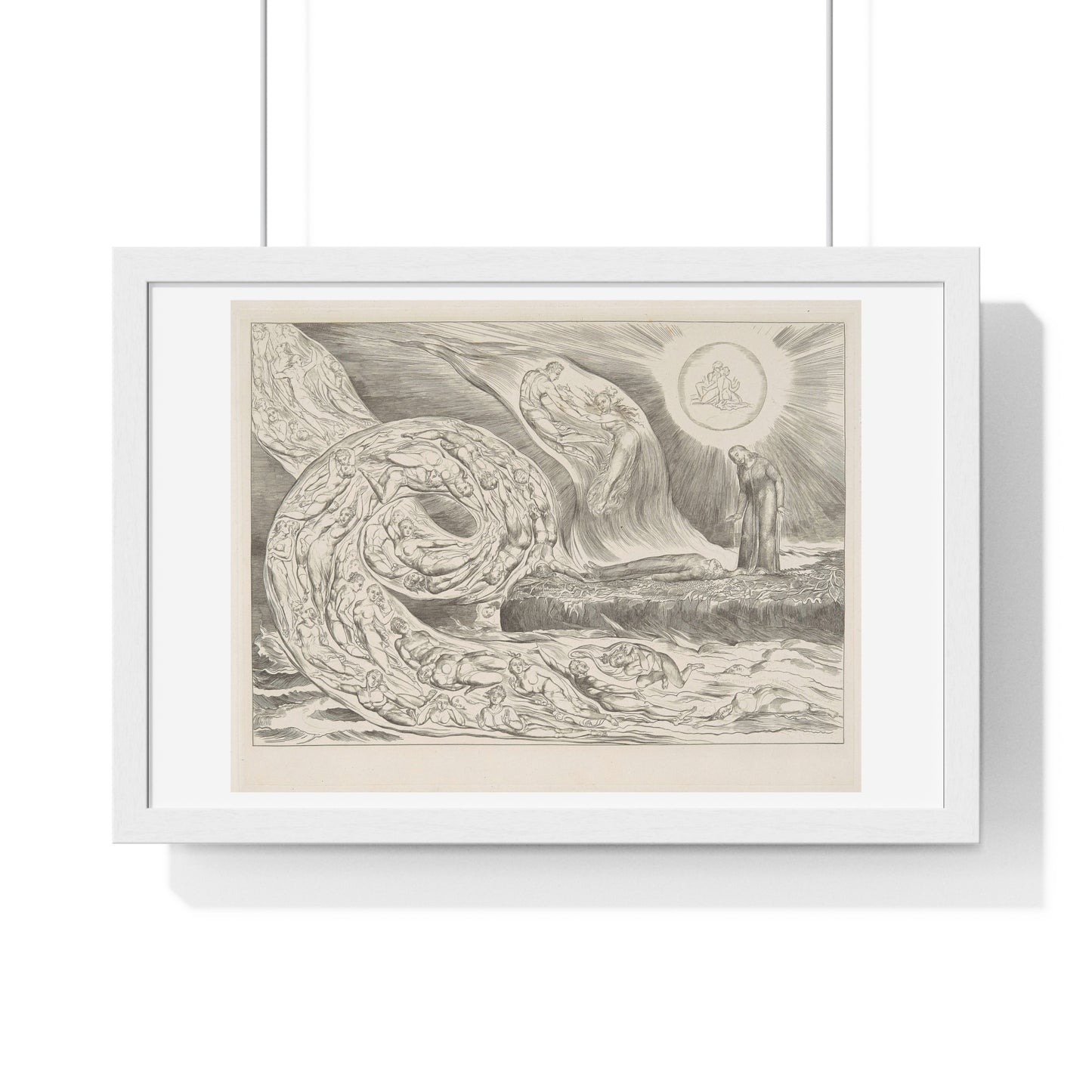 The Circle of the Lustful ('And Like a Corpse Fell to the Ground') by William Blake (1827) from the Original, Framed Print