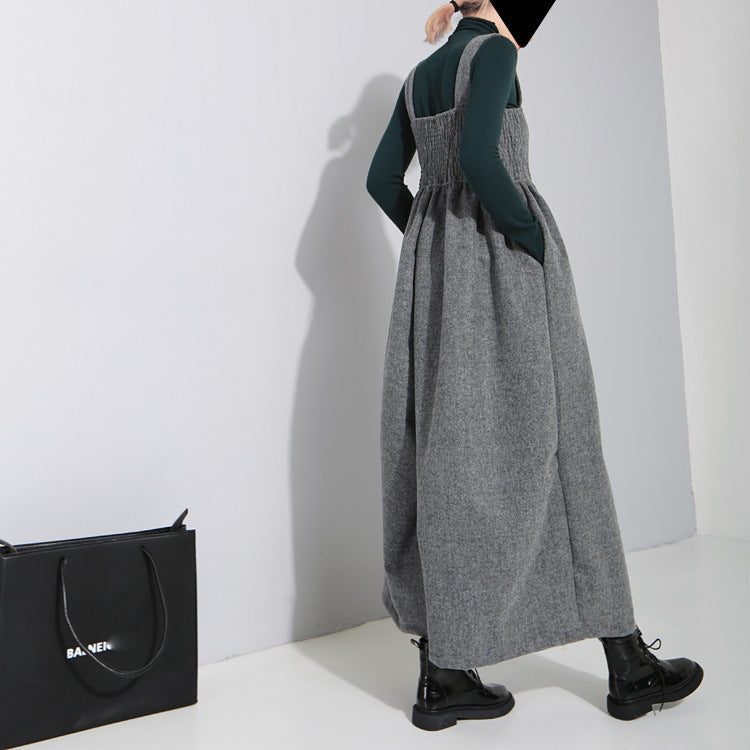 Women's Pleated Suspender Loose One-Piece Oversized Wide-Leg Pants