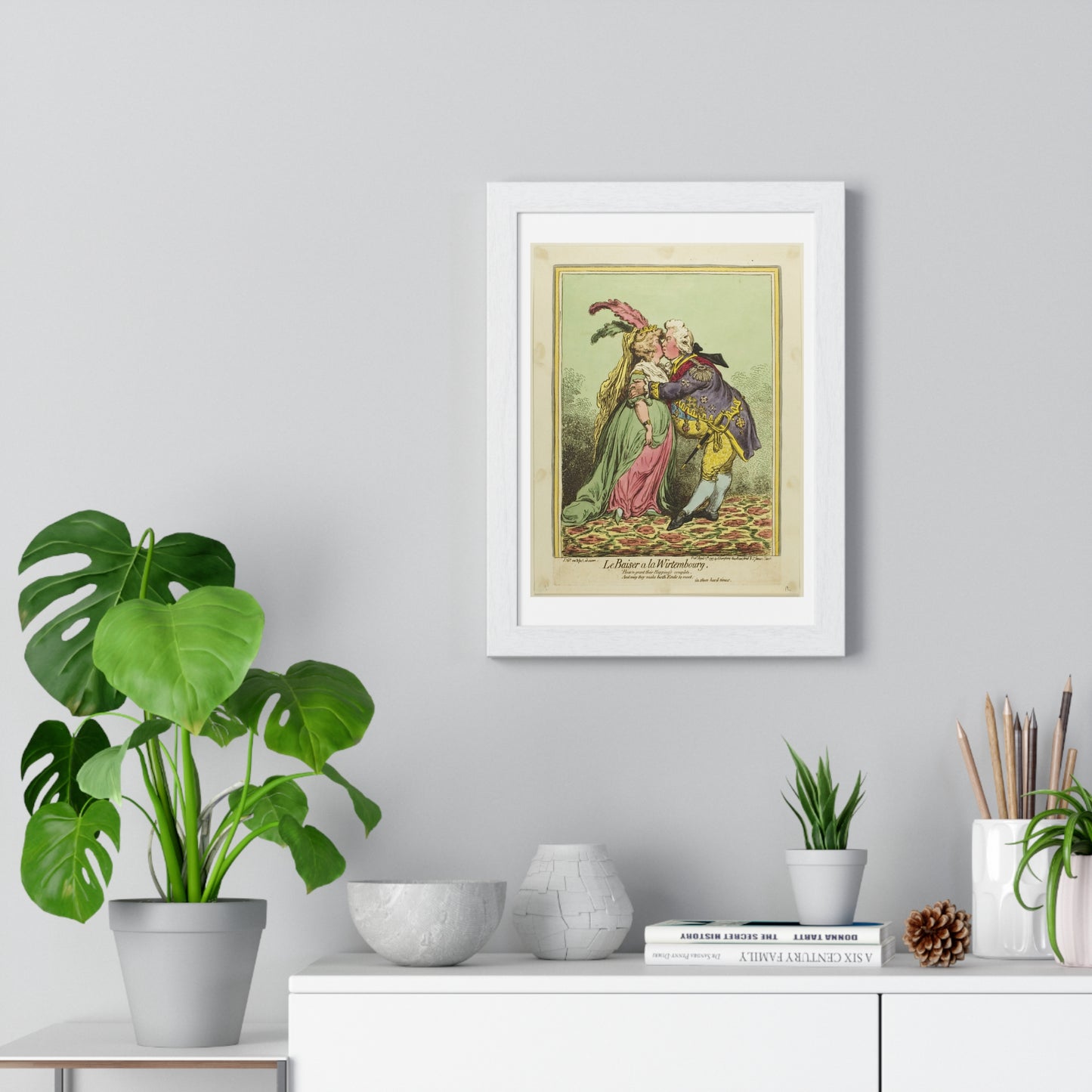 The Kiss at Würtemberg (1797) by James Gillray, from the Original, Framed Art Print