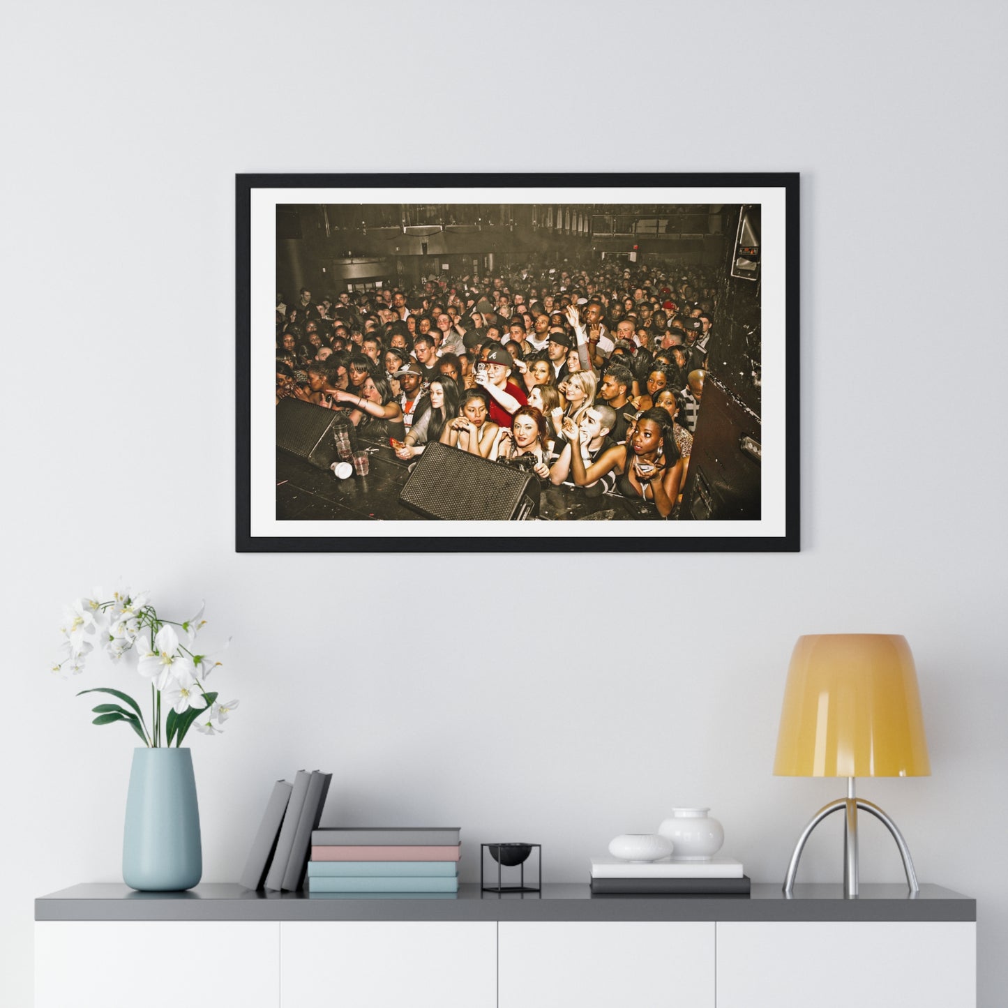 Crowd at Hip Hop Concert, Retro Photography (2017) from the Original, Framed Print