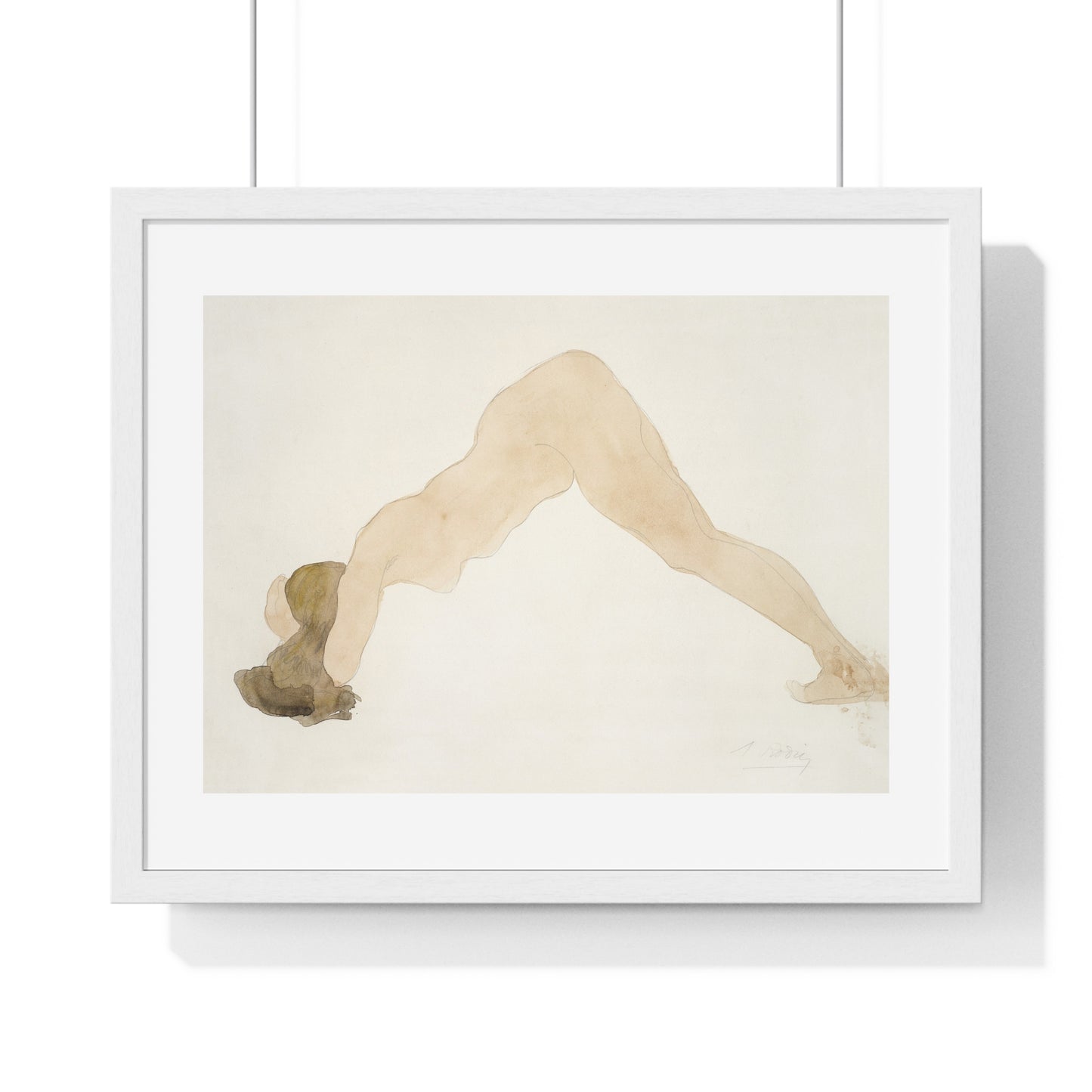 Vintage Erotic Art, Nude Standing with Head on Ground (1917) by Auguste Rodin, from the Original, Framed Art Print