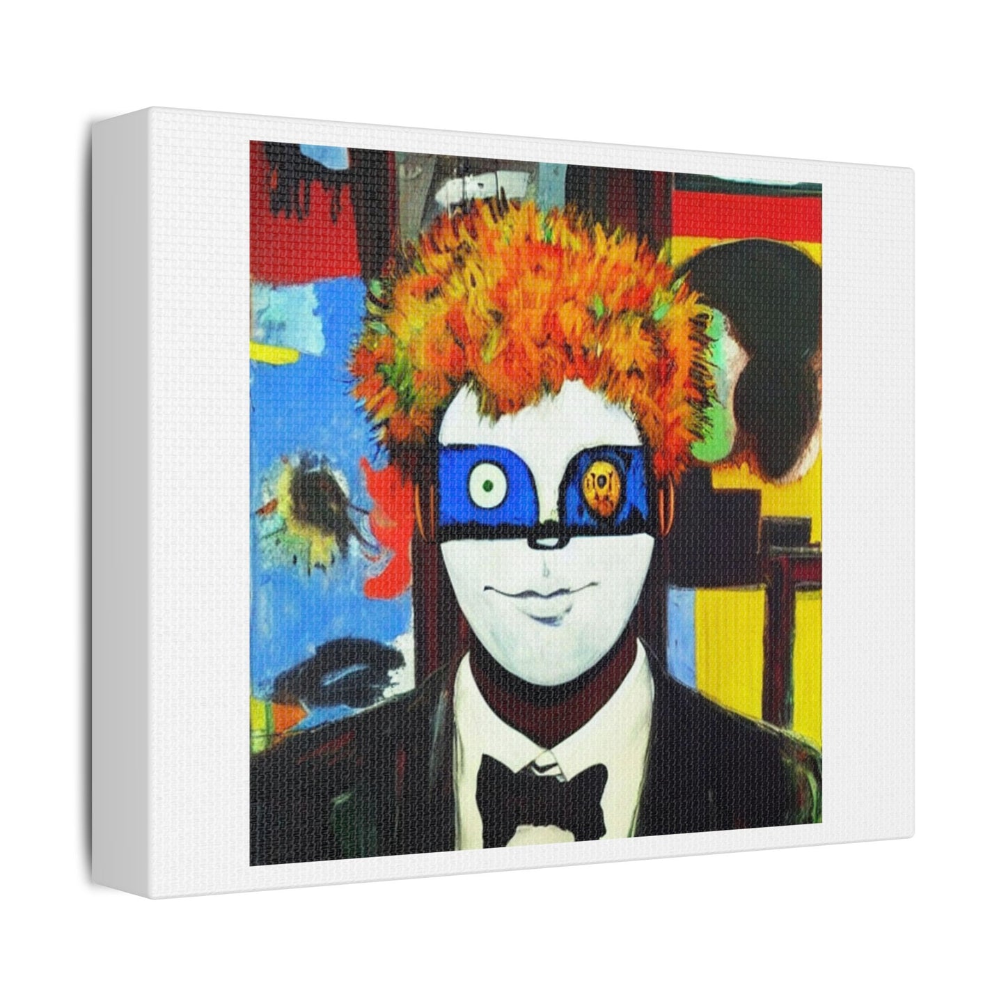 World History Of Humanity Mask Acrylic In The Style Of Damien Hirst 'Designed by AI' on Satin Canvas, Stretched