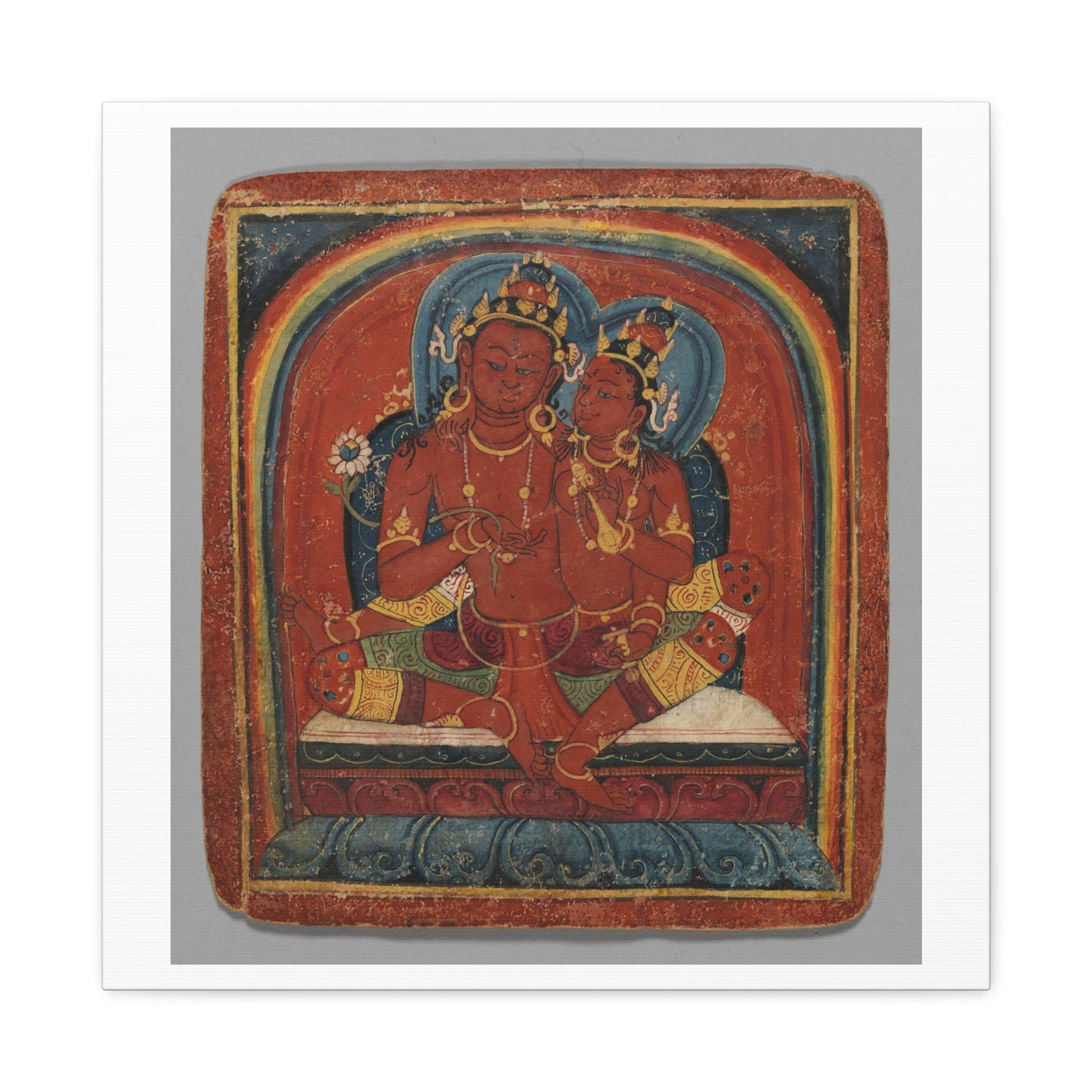 Initiation Card 'Tsakali' Avalokitesvara (circa 1420), Tibet, Art Print from the Original on Canvas