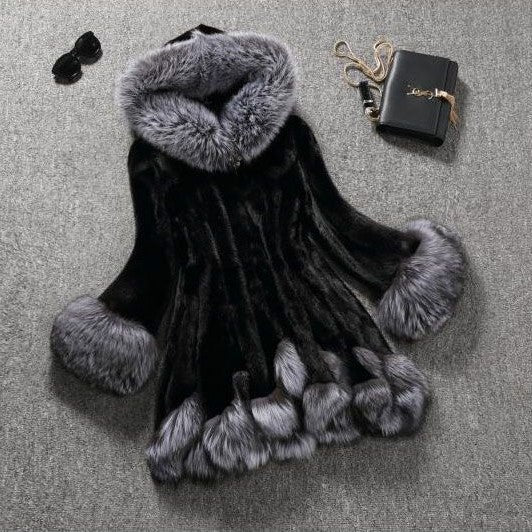 Faux Fur Medium-Length Mink Fur Coat