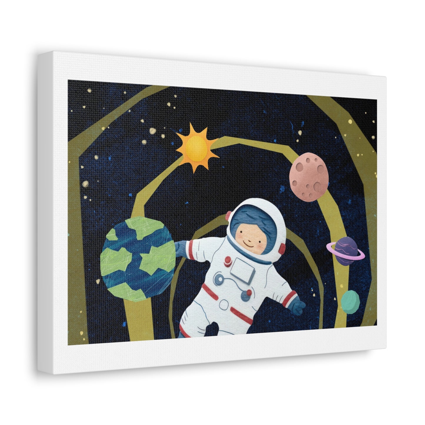 Space Exploration, Paper Craft Illustration, Art Print on Canvas