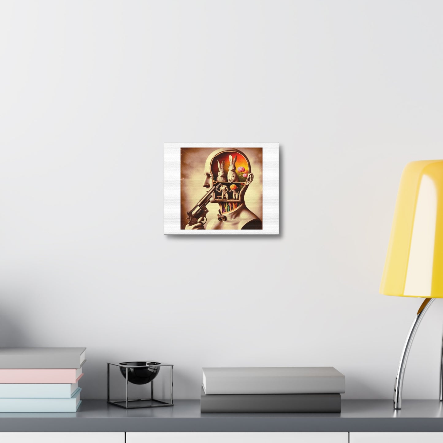 Absurdist Art, Cross Section of the Human Mind 'Designed by AI' Print on Canvas