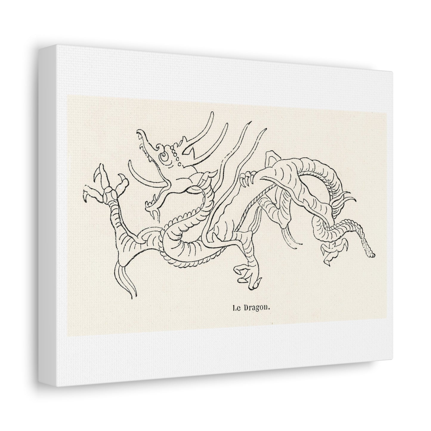 Chinese Decorative Art Print Le Dragon on Satin Canvas, Stretched