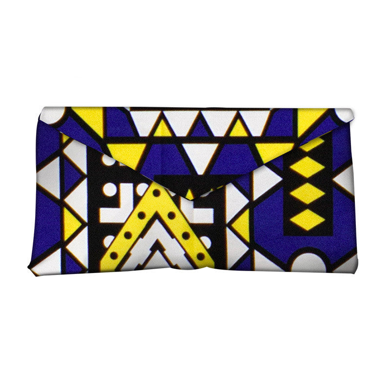 African and Geometric Printed Clutch Handbag