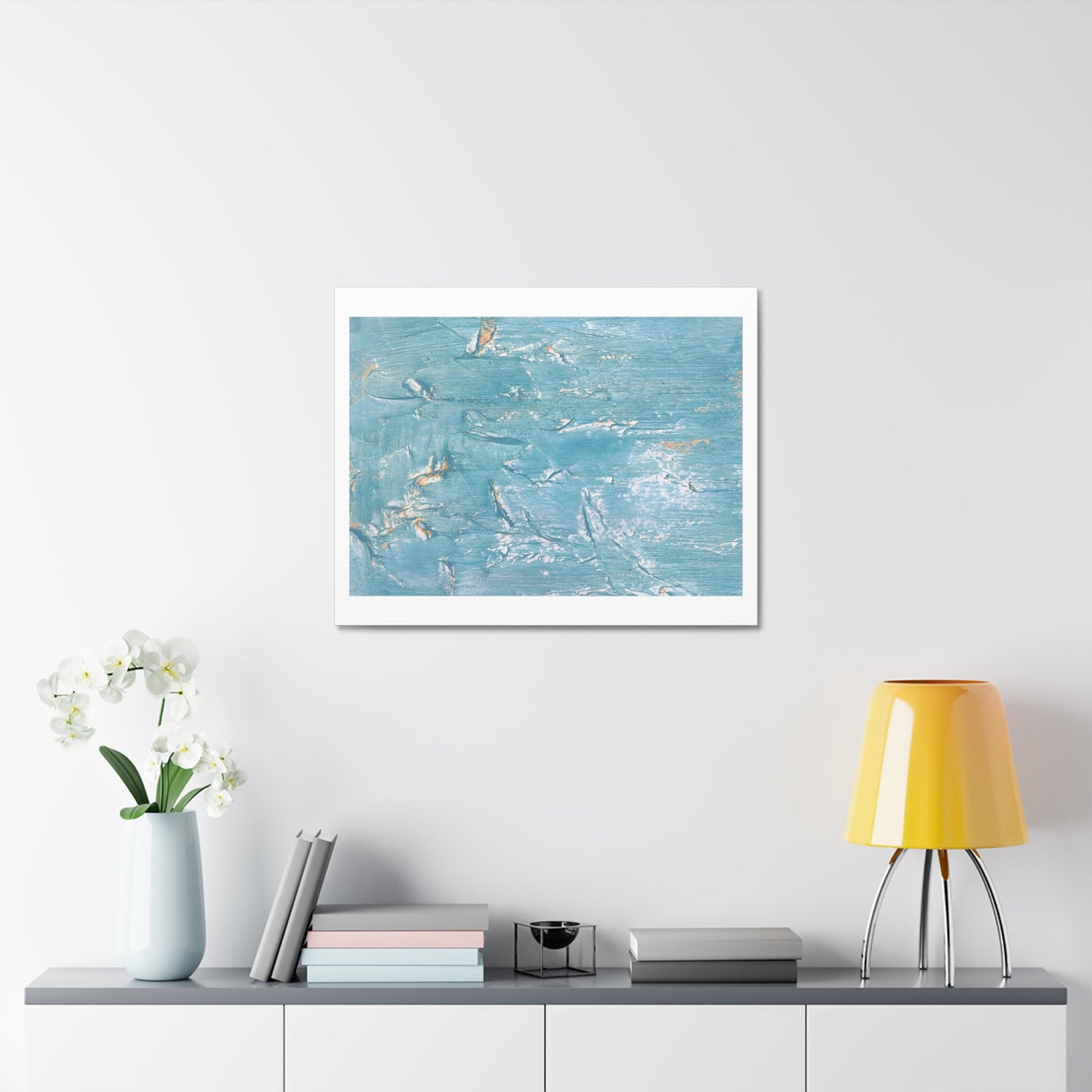 Abstract Blue Waves Watercolour, Art Print on Satin Canvas
