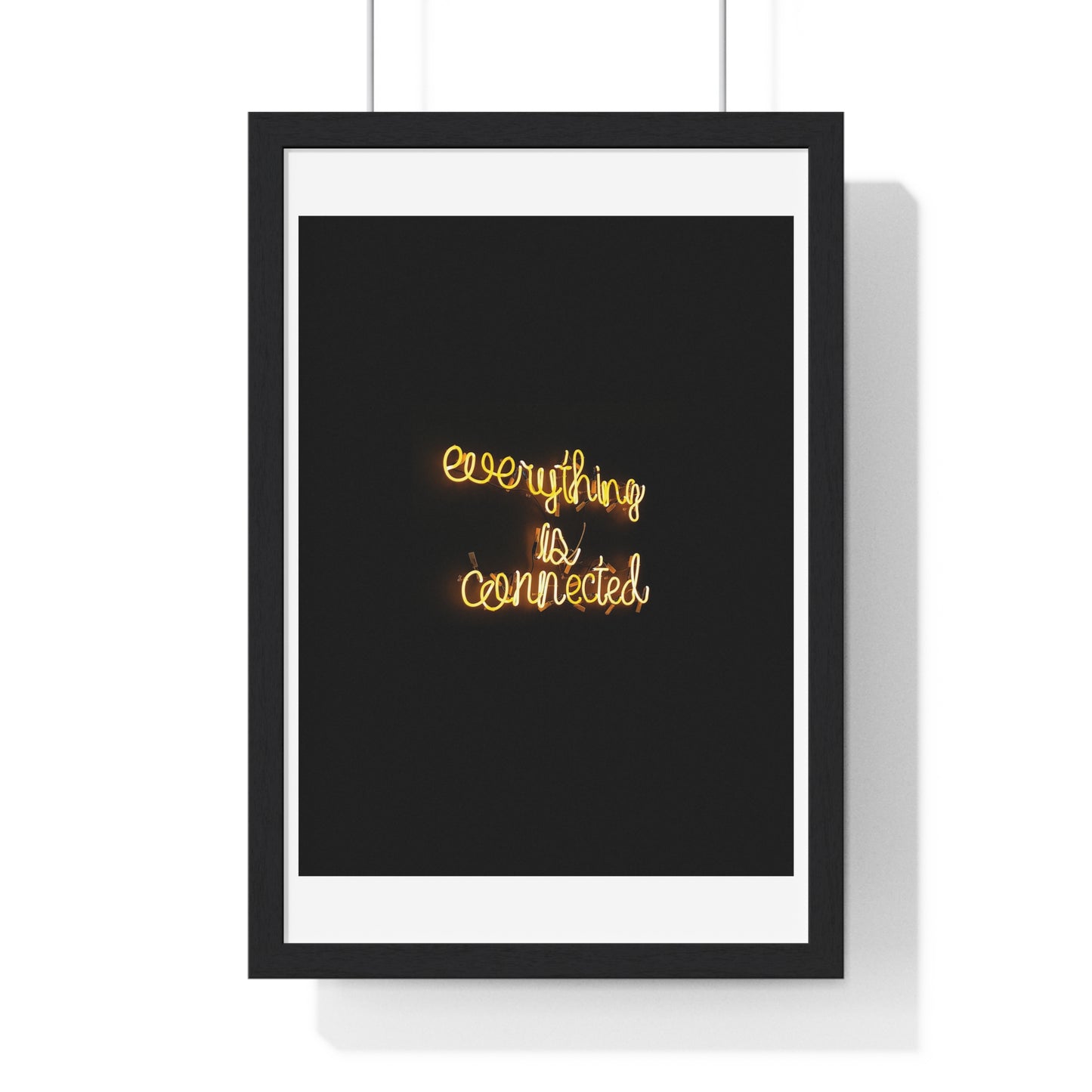 Everything is Connected Neon Sign, Wooden Framed Art Print
