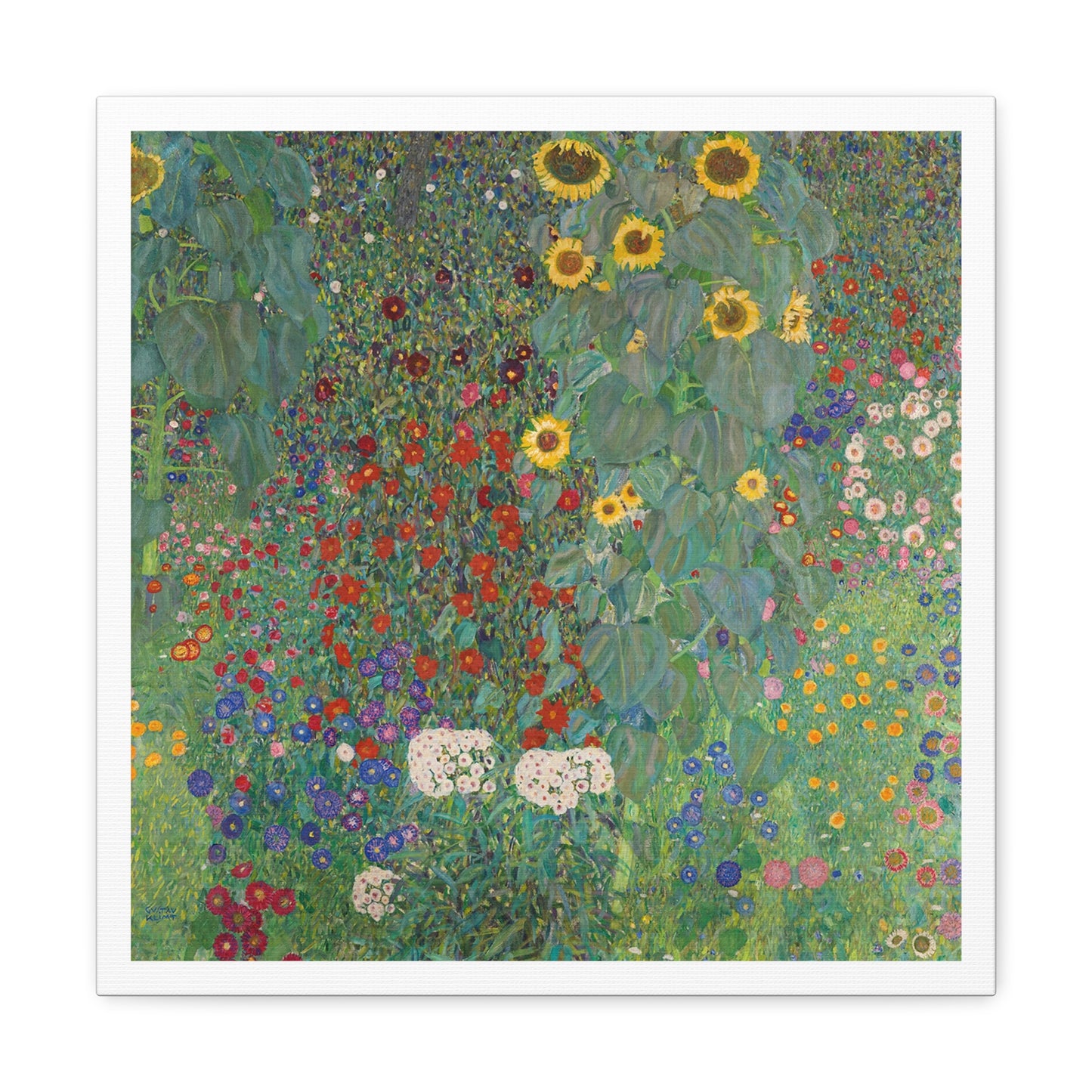 Farm Garden with Sunflowers (1907) by Gustav Klimt, from the Original, Art Print on Canvas