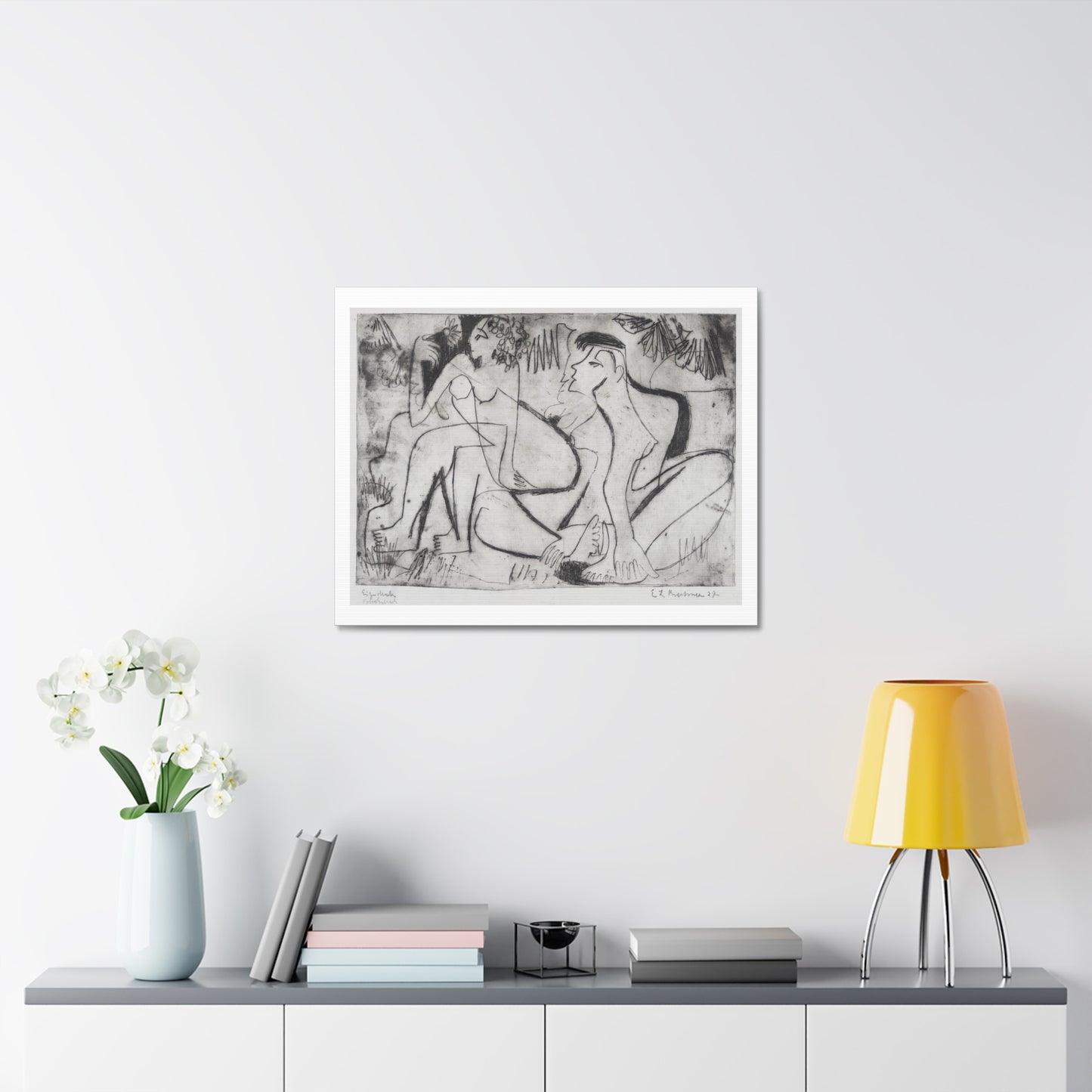 Zwei Nackte Mädchen in Freien 'Two Naked Girls Outdoors' by Ernst Ludwig Kirchner, Art Print from the Original on Canvas