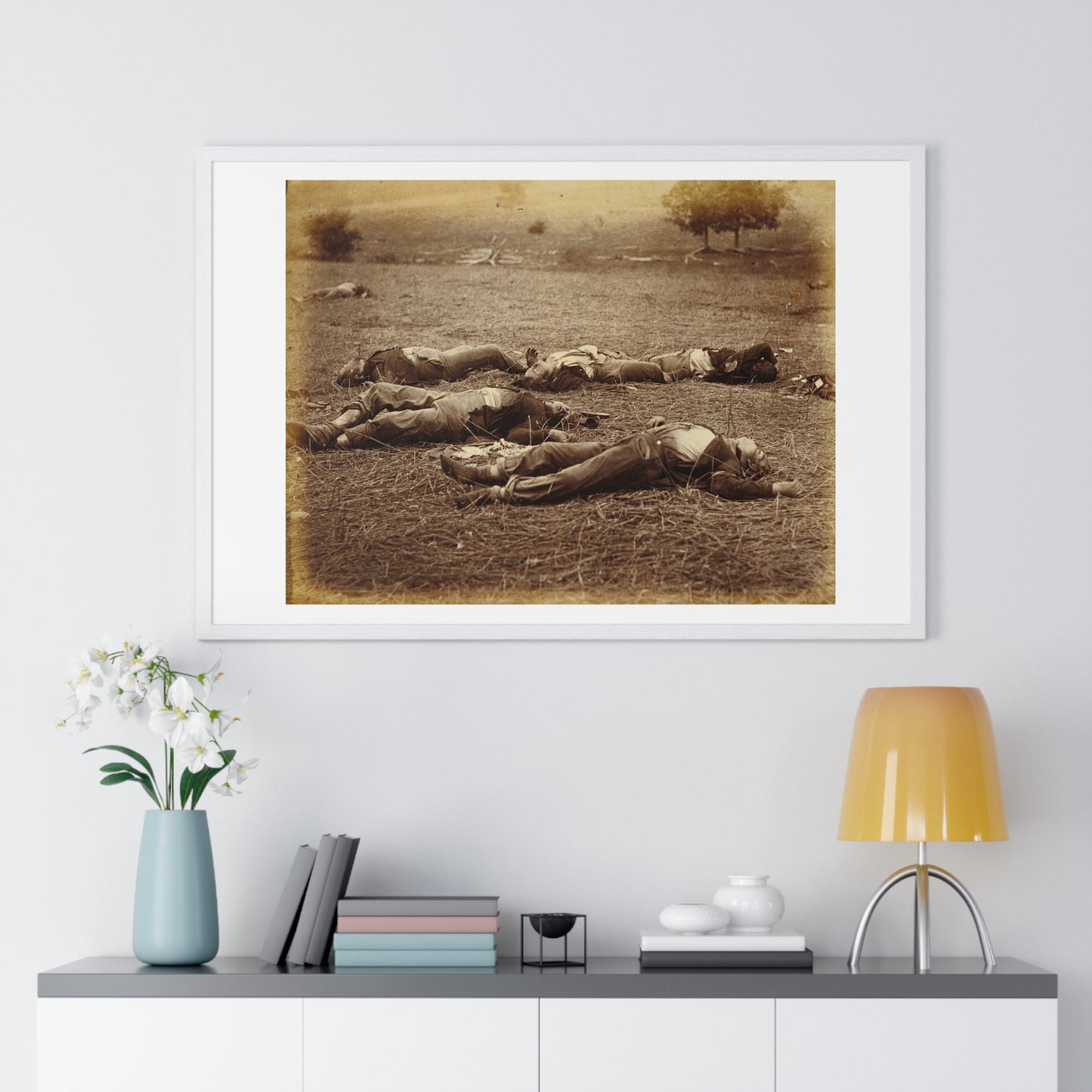 Field Where General Reynolds Fell, Gettysburg by Timothy H O Sullivan and Alexander Gardner, Black & White Photography, Framed Print