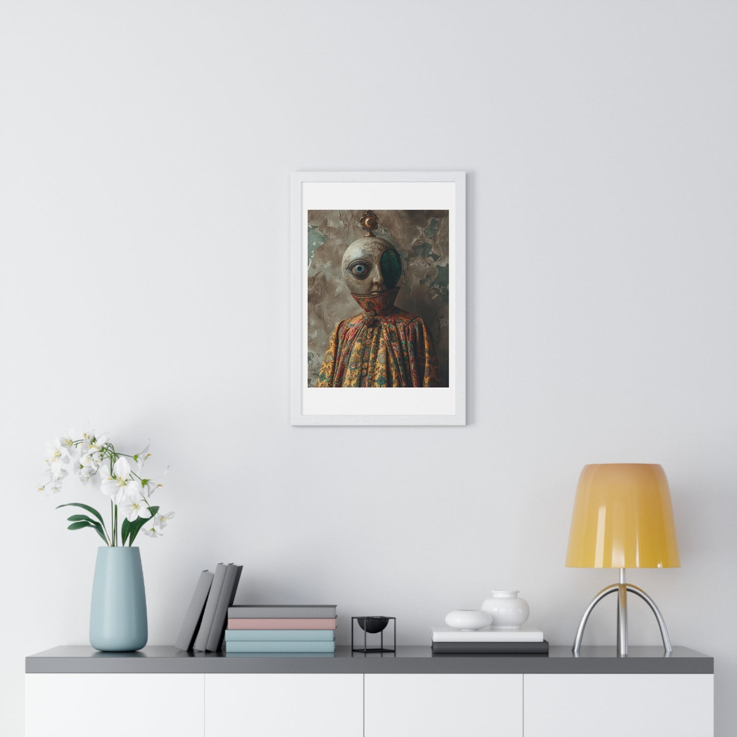 Head Replacement III, Abstract Art 'Designed by AI', Framed Art Print