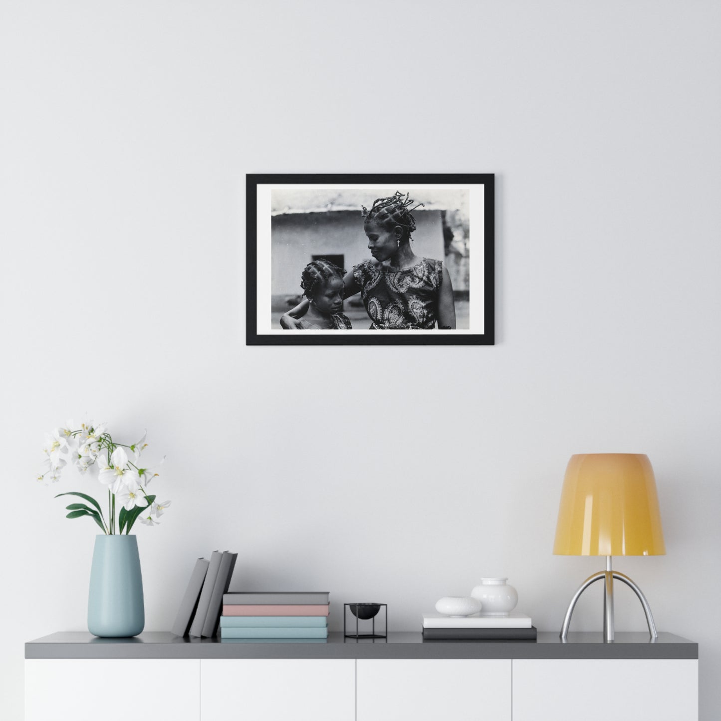 Benin, A Woman and Child with Braided Hairstyles, Vintage Photograph by Herbert Meyerowitz, Framed Print
