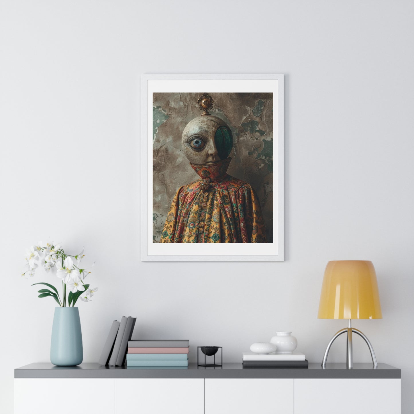 Head Replacement III, Abstract Art 'Designed by AI', Framed Art Print