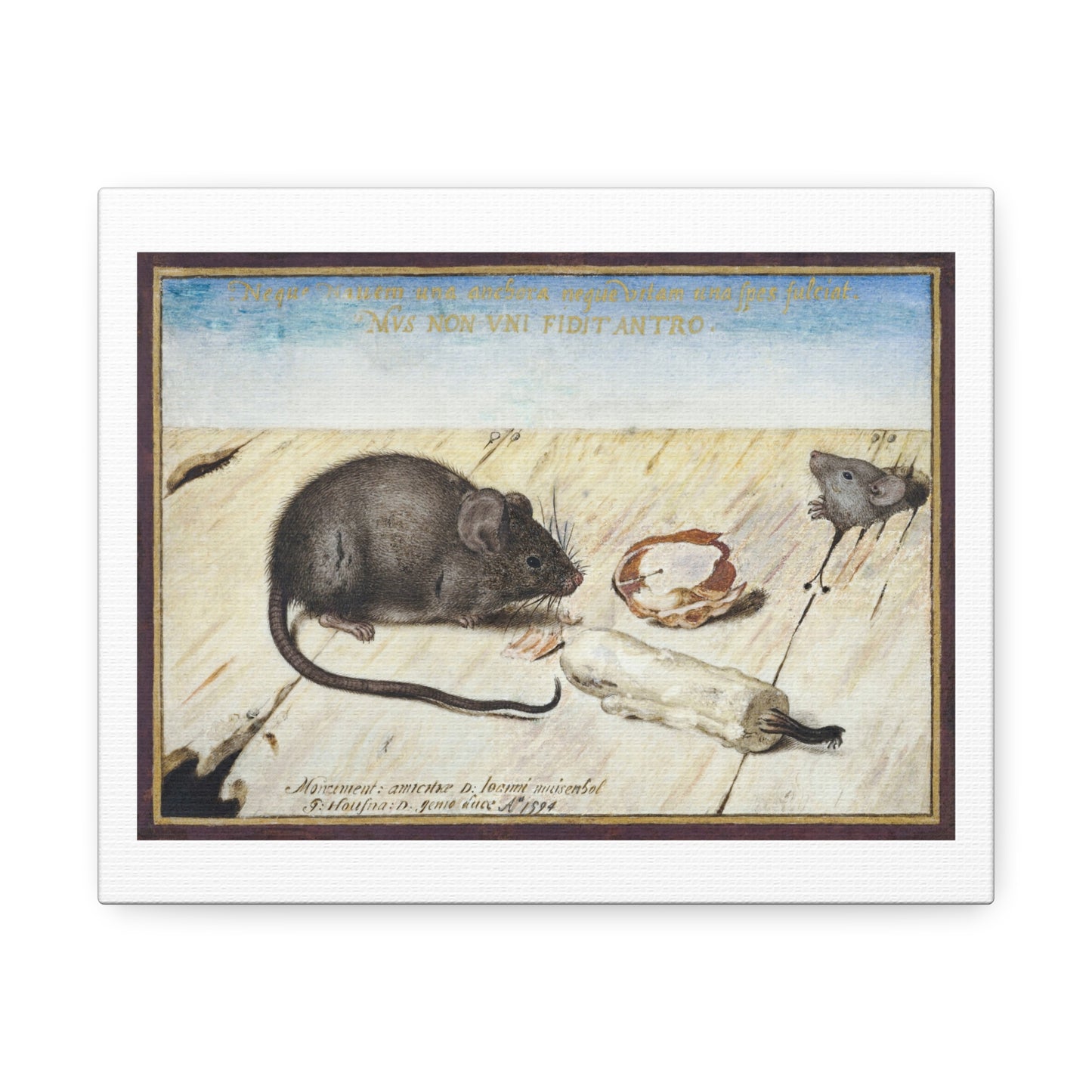 Two Mice (1594) by Joris Hoefnagel, from the Original, Art Print on Canvas
