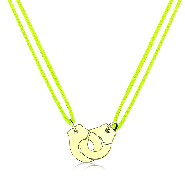 Handcuff Pendant Necklace, 925 Sterling Silver with Adjustable Cord