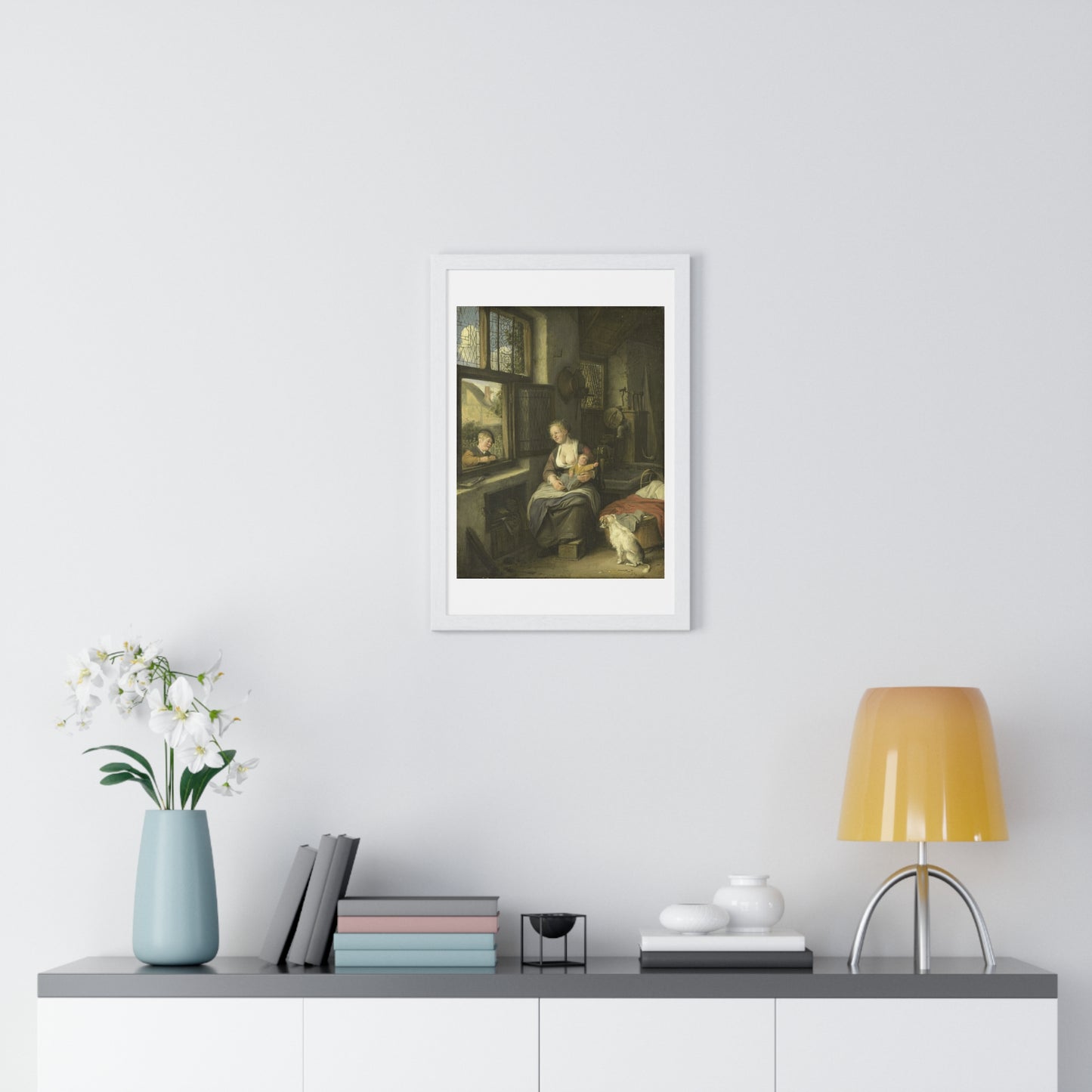 A Mother with her Children (1690) by Cornelis Dusart, from the Original, Framed Art Print