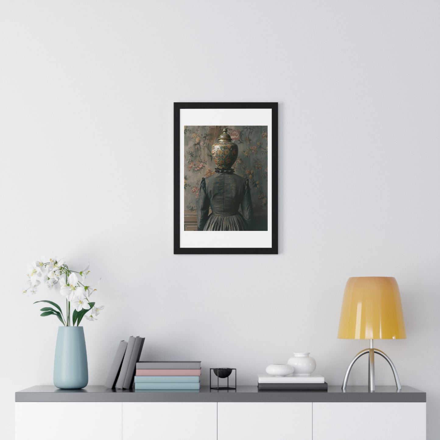 Head Replacement II, Abstract Art 'Designed by AI', Framed Art Print
