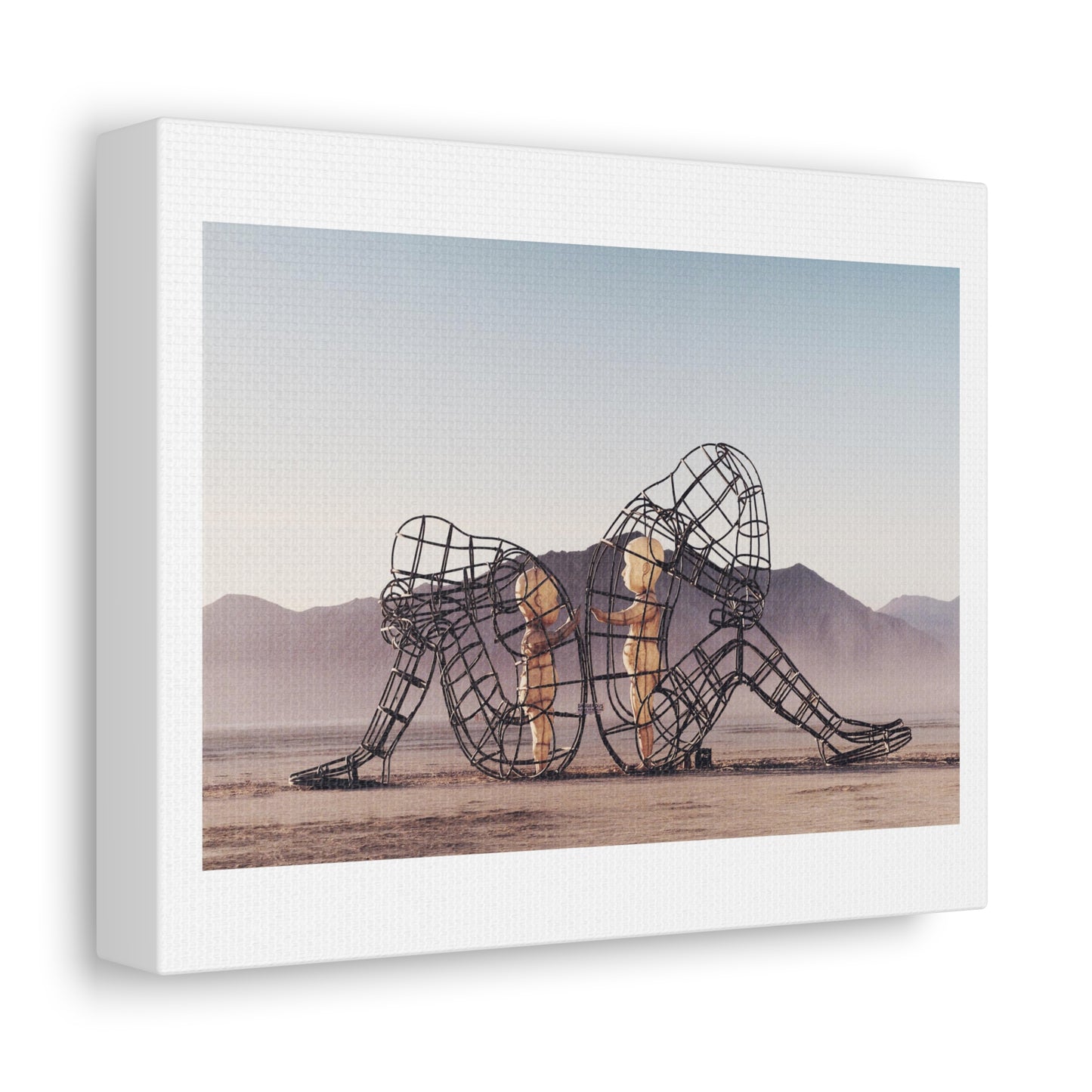 Architecture of Two Persons Turning their Backs to One Another at Burning Man, Art Print on Satin Canvas