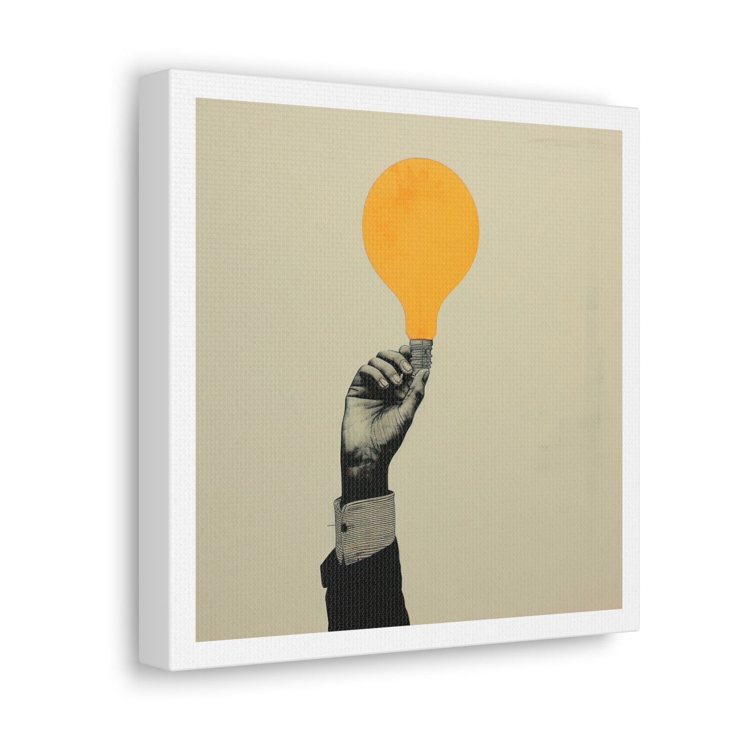 Innovation Hand Holding Light Bulb 'Designed by AI' Art Print on Canvas
