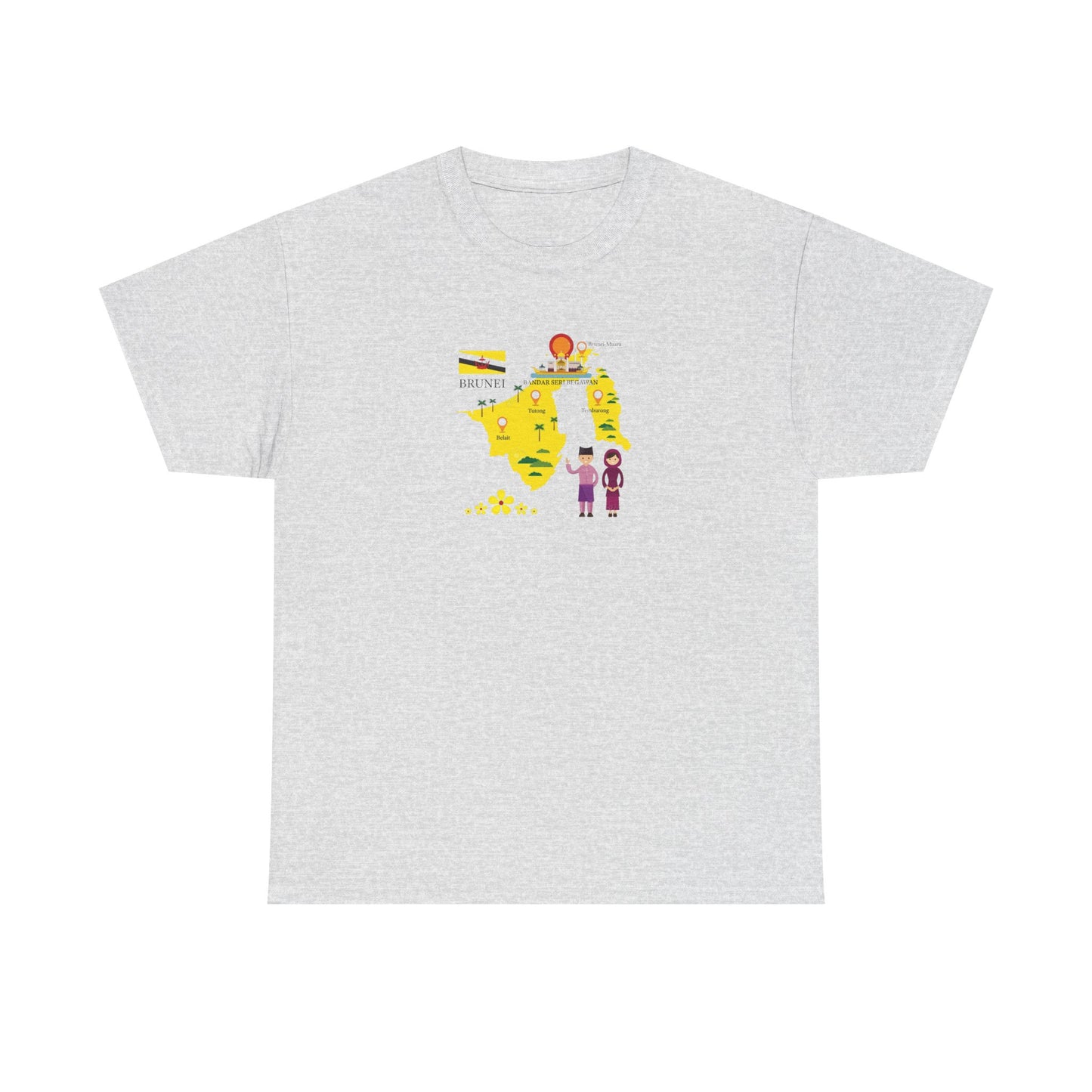 Brunei Tourism Map and Landmarks T-Shirt