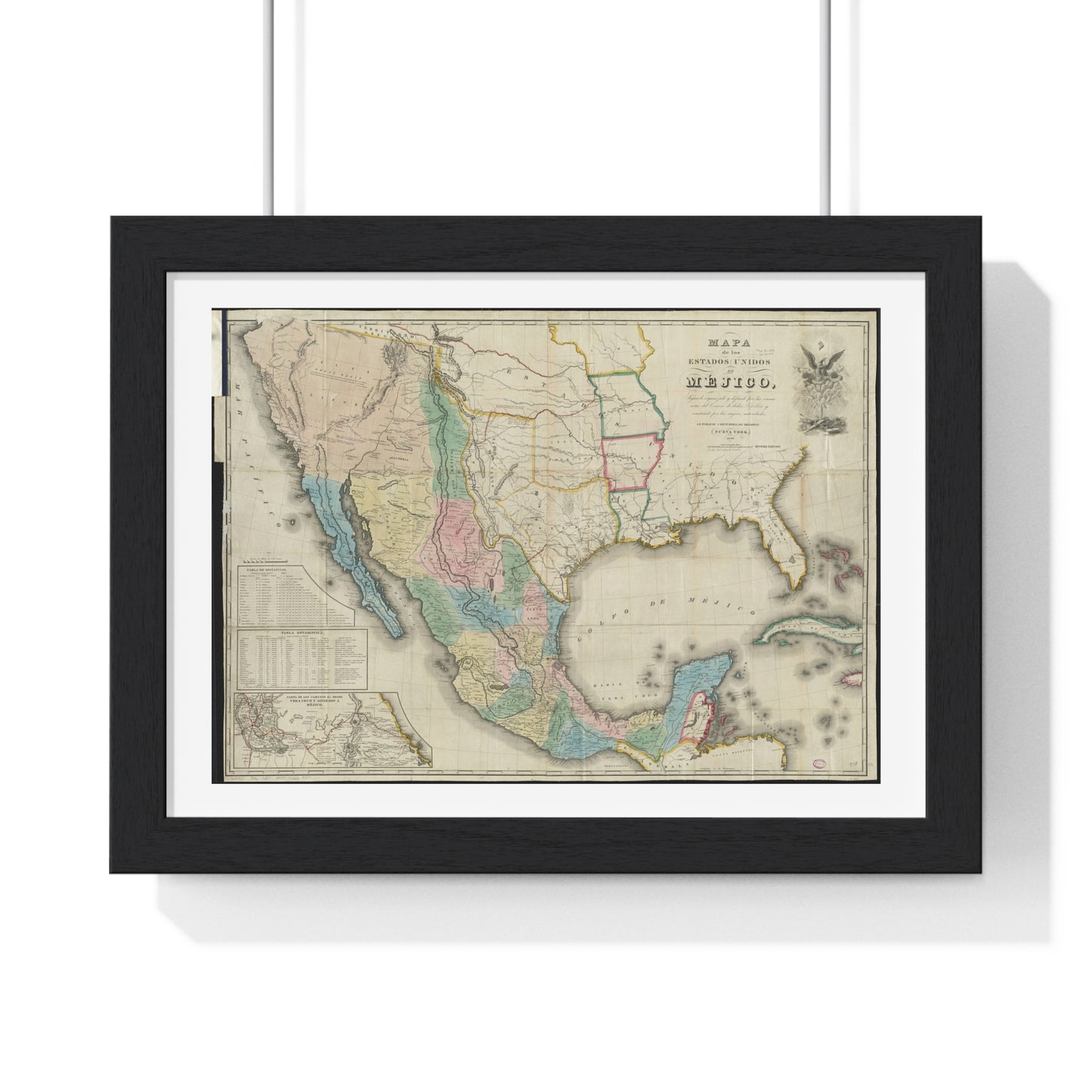 Mapa de los Estados Unidos de Méjico (1847) by John Disturnell, from the Original, Framed Art Print